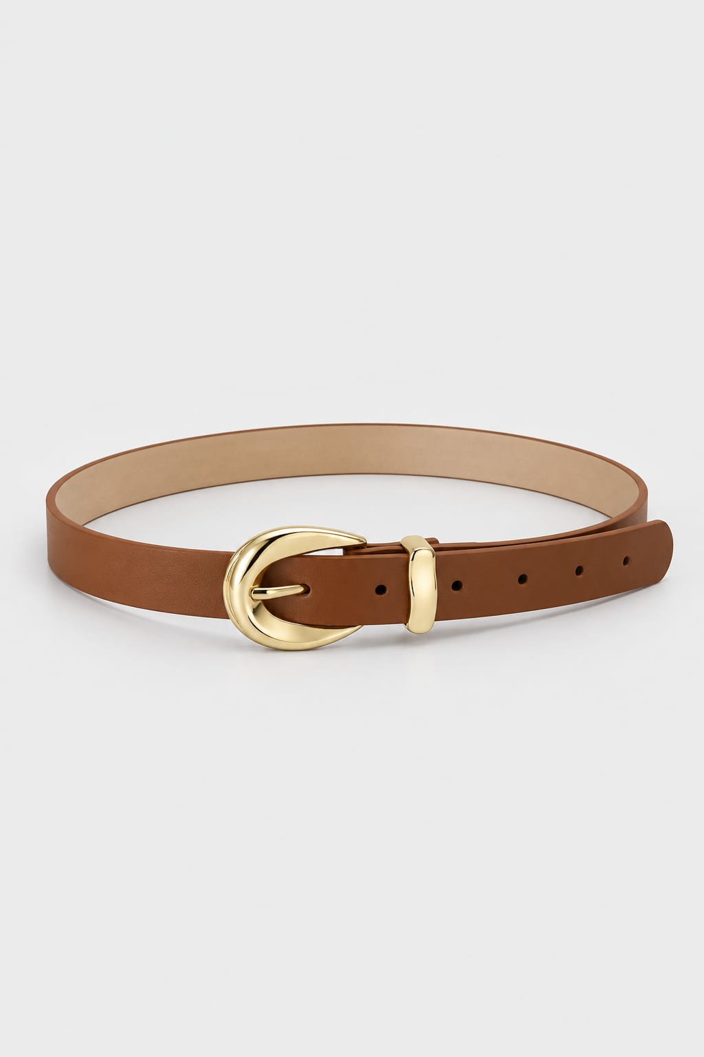 Belt | Honey Brown Sculpted Gold Oval Buckle