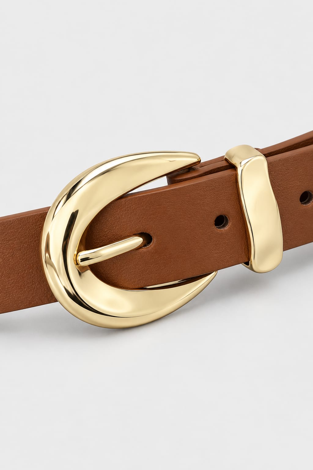 Belt | Honey Brown Sculpted Gold Oval Buckle