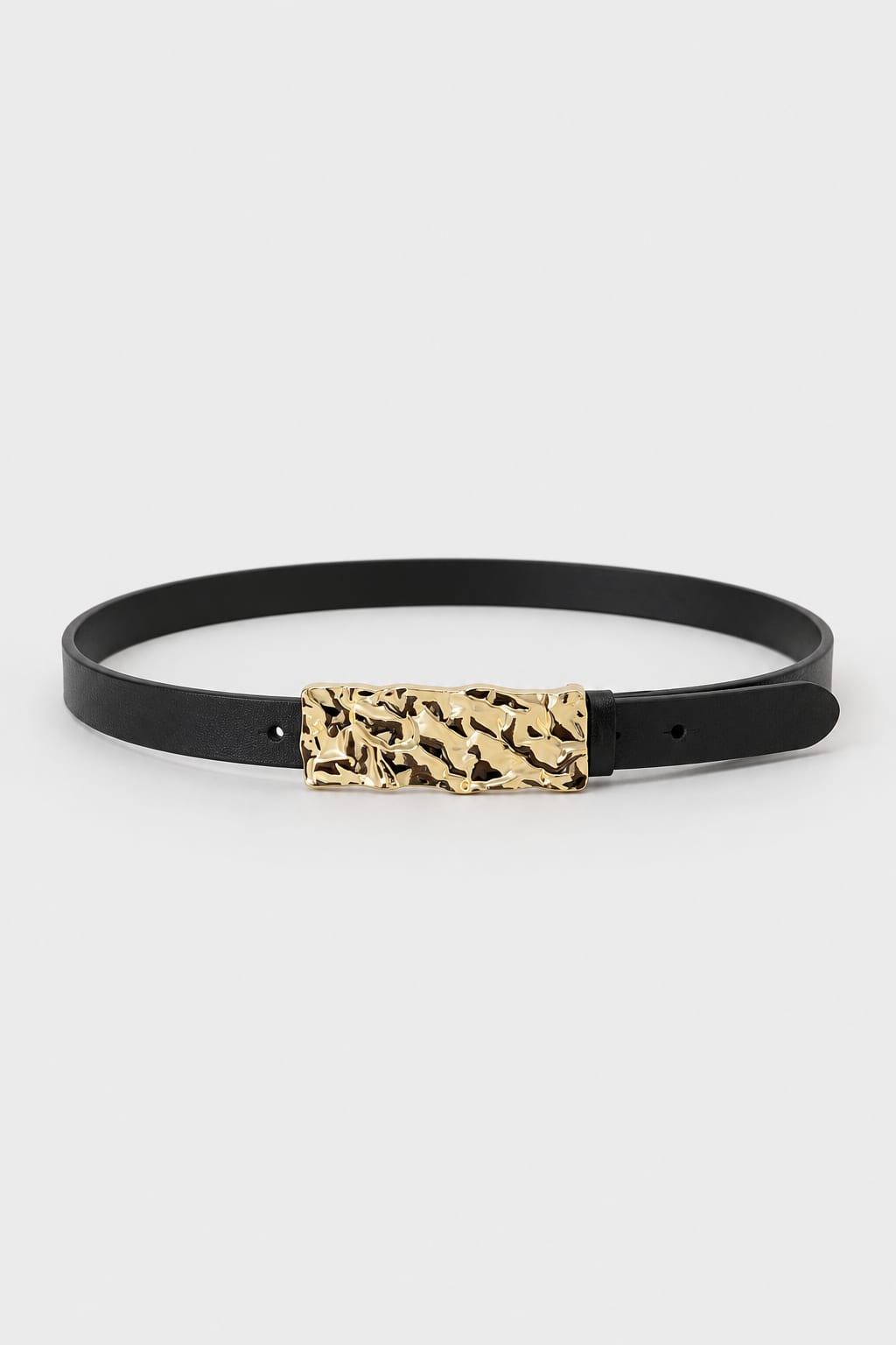 Belt | Black Textured Gold-Buckle Gold-Belt CIZARO - Cizaro Jeans