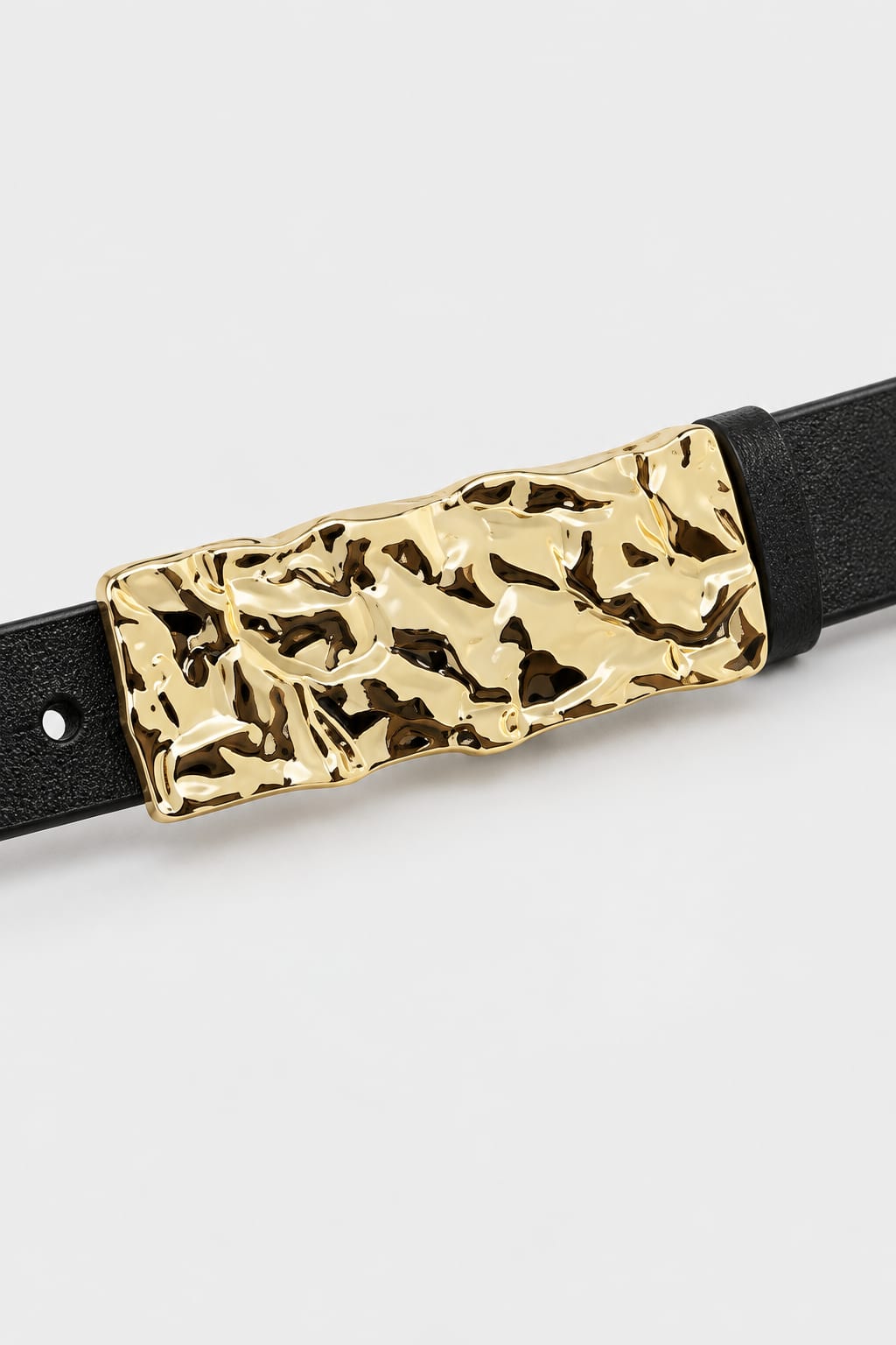 Belt | Black Textured Gold-Buckle Gold-Belt CIZARO - Cizaro Jeans