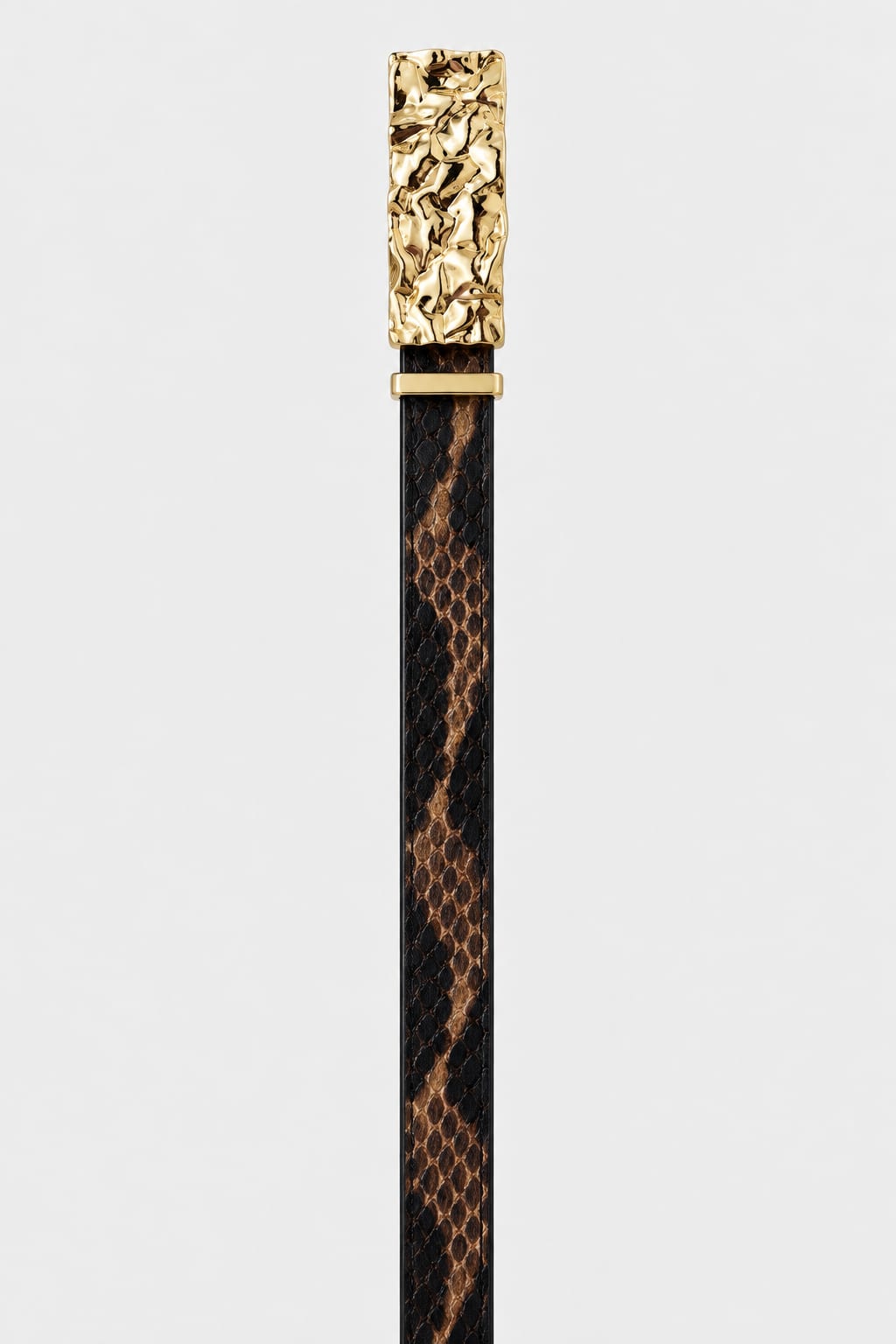 Belt | Snake Print Textured Gold-Buckle Gold Belt CIZARO - Cizaro Jeans