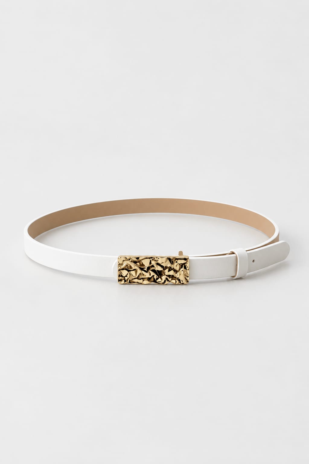 Belt | White Textured Gold-Buckle Gold Belt CIZARO - Cizaro Jeans