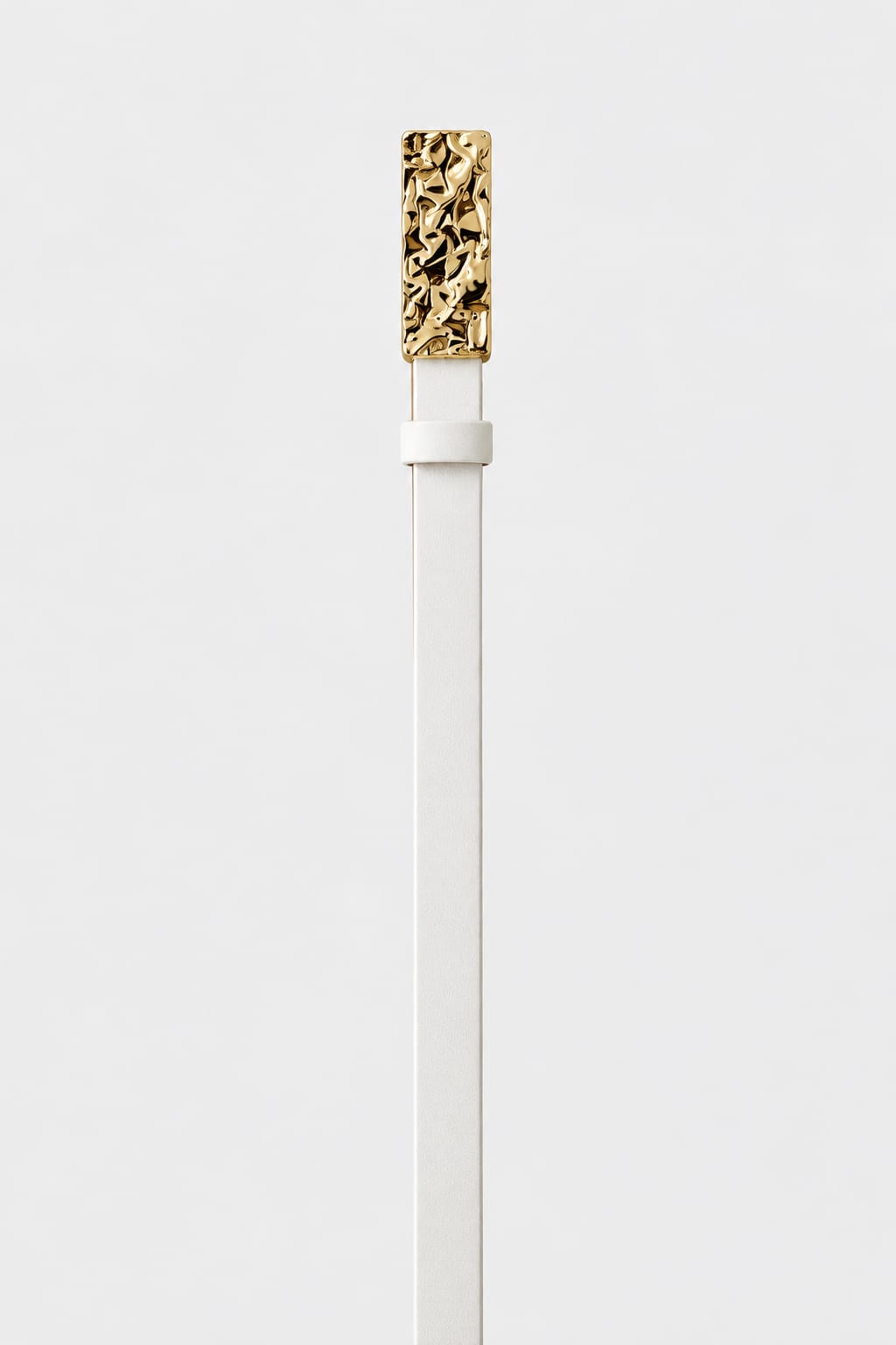 Belt | White Textured Gold-Buckle Gold Belt CIZARO - Cizaro Jeans