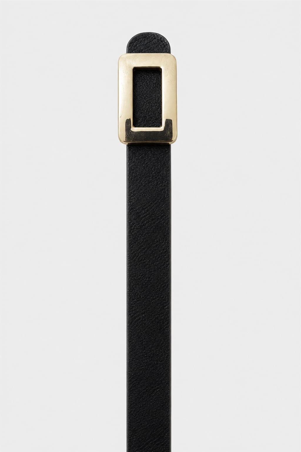Black Slim Belt with Gold Square Buckle