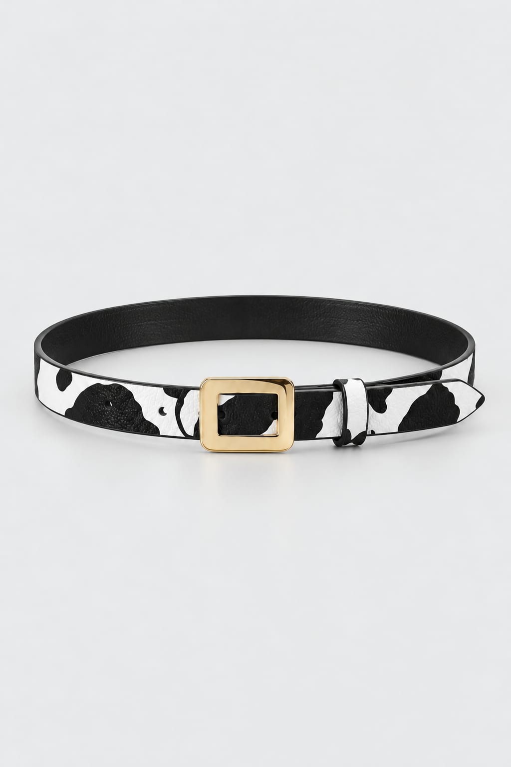 Belt | Cow Print Gold-Buckle Gold-Belt CIZARO - Cizaro Jeans