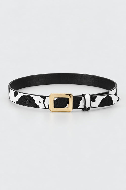 Belt | Cow Print Gold-Buckle Gold-Belt CIZARO - Cizaro Jeans
