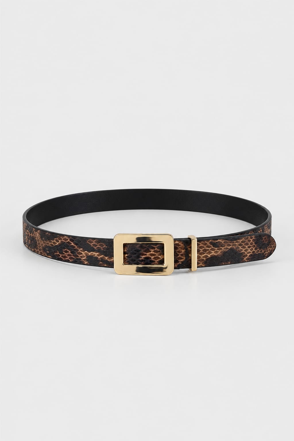 Belt | Snake Print Gold-Buckle Gold-Belt CIZARO - Cizaro Jeans