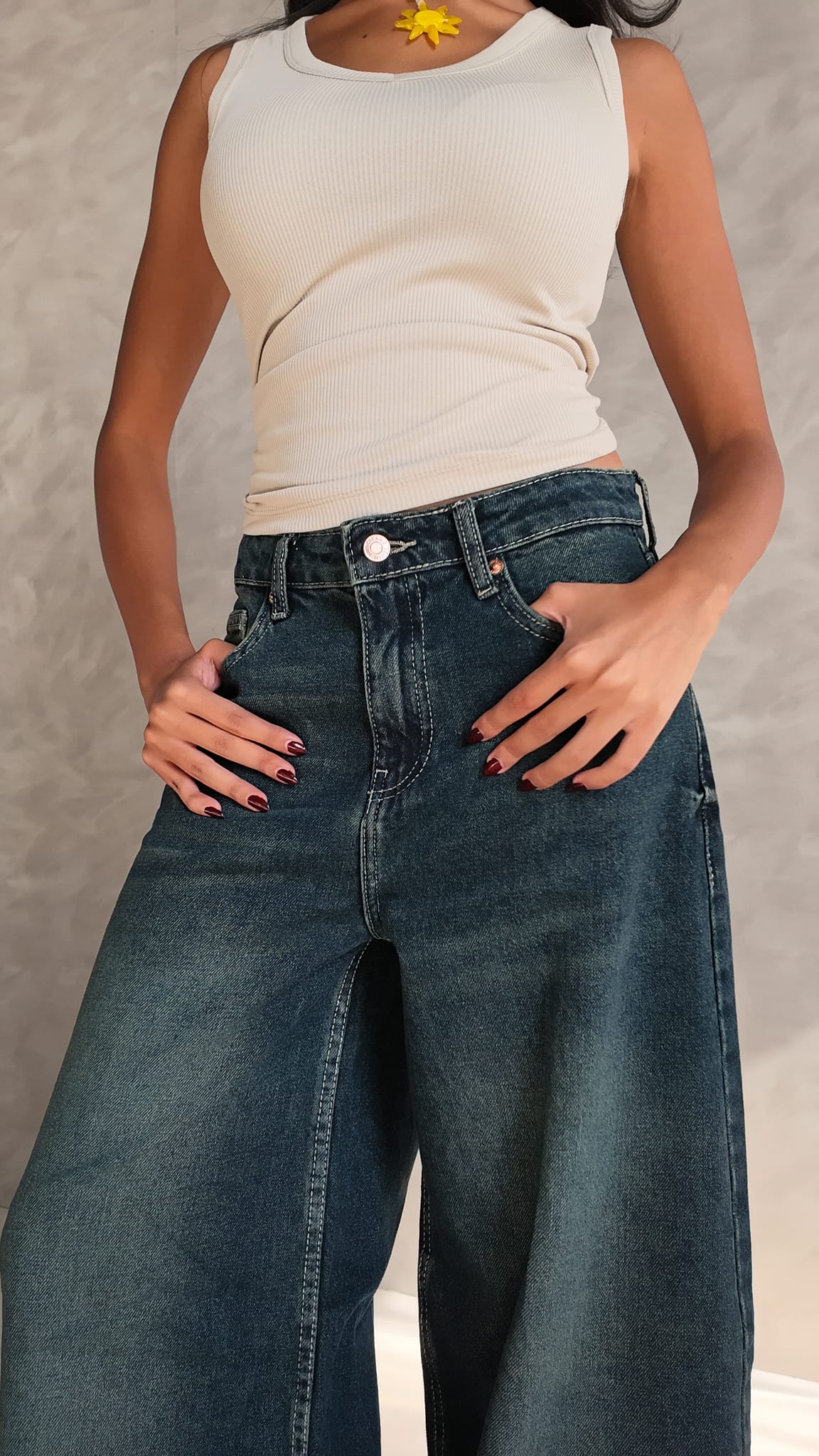 Baggy Barrel High waist Deep vintage blue jeans