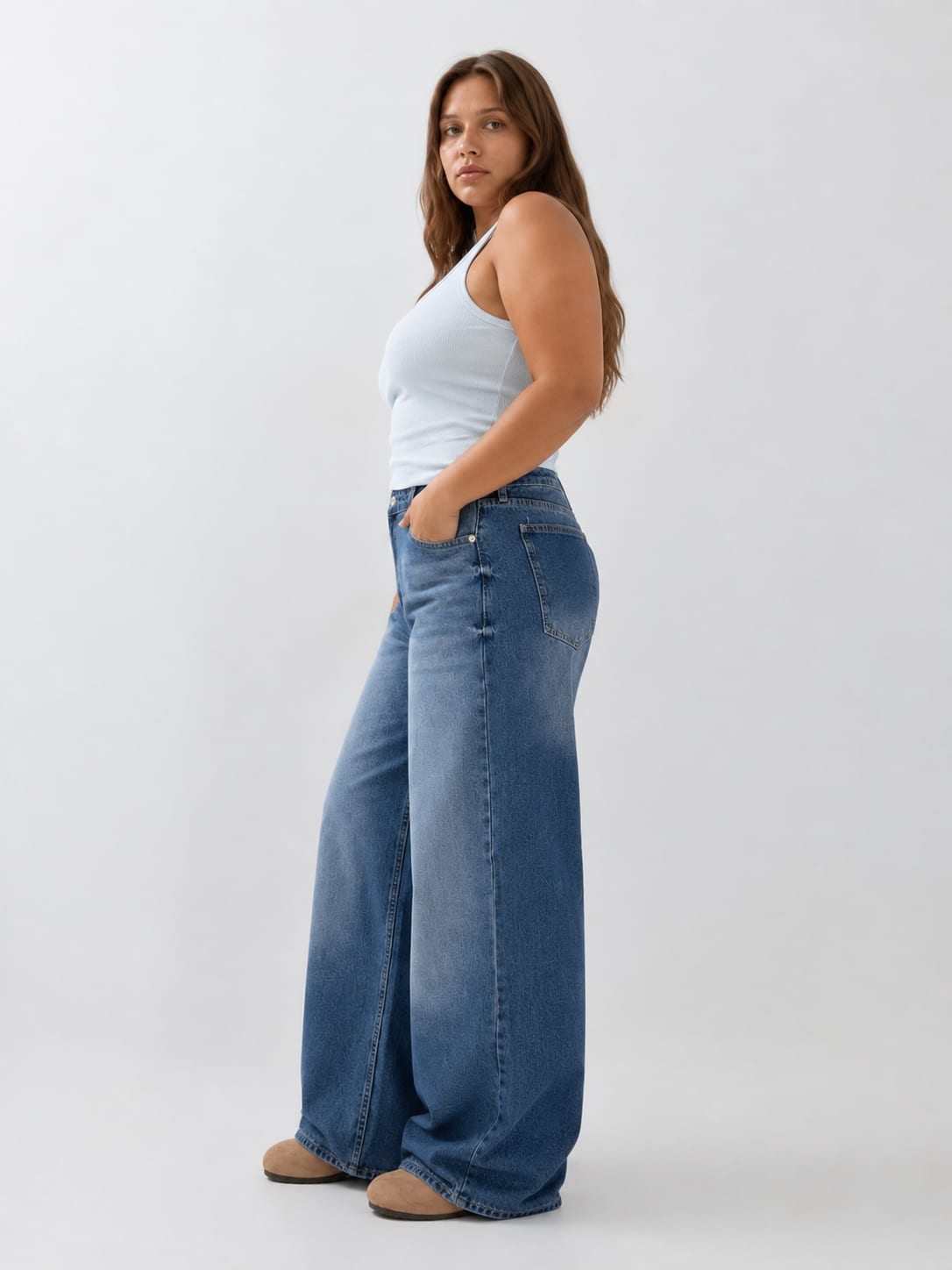 Curvy Baggy – High-Waist Light Vintage Blue Jeans