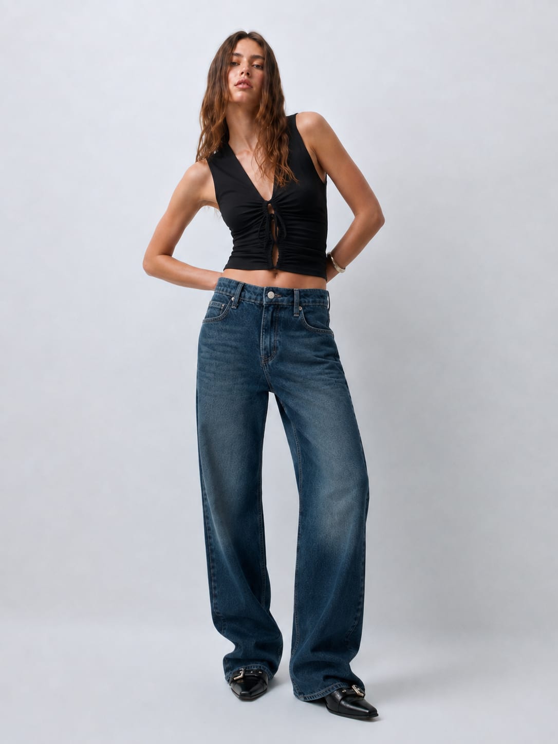 Women Baggy High Waist Mid Vintage Blue Jeans