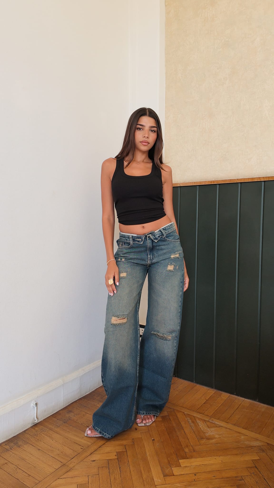 Baggy Low-Waist Mid Vintage Blue Ripped Jeans