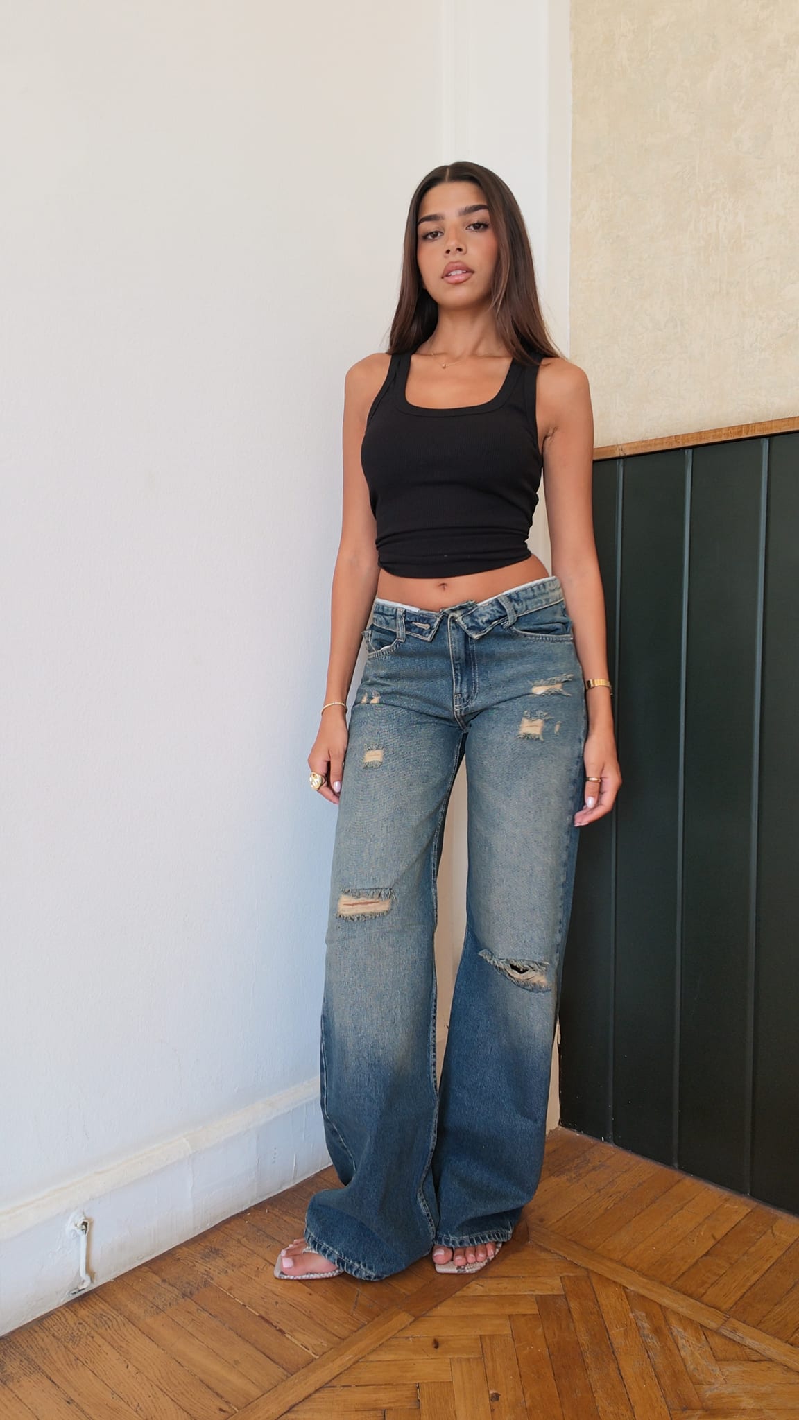 Baggy Low-Waist Mid Vintage Blue Ripped Jeans