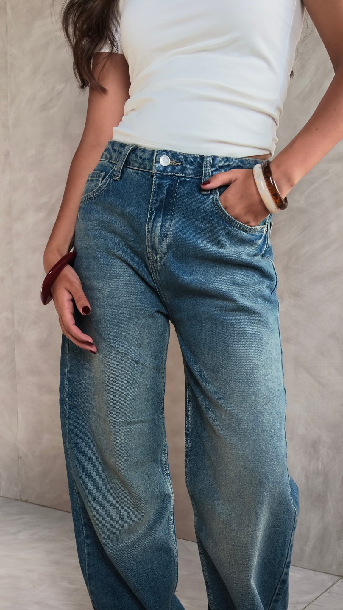 Baggy High-Waist Mid Vintage Blue Jeans Baggy CIZARO - Cizaro Jeans