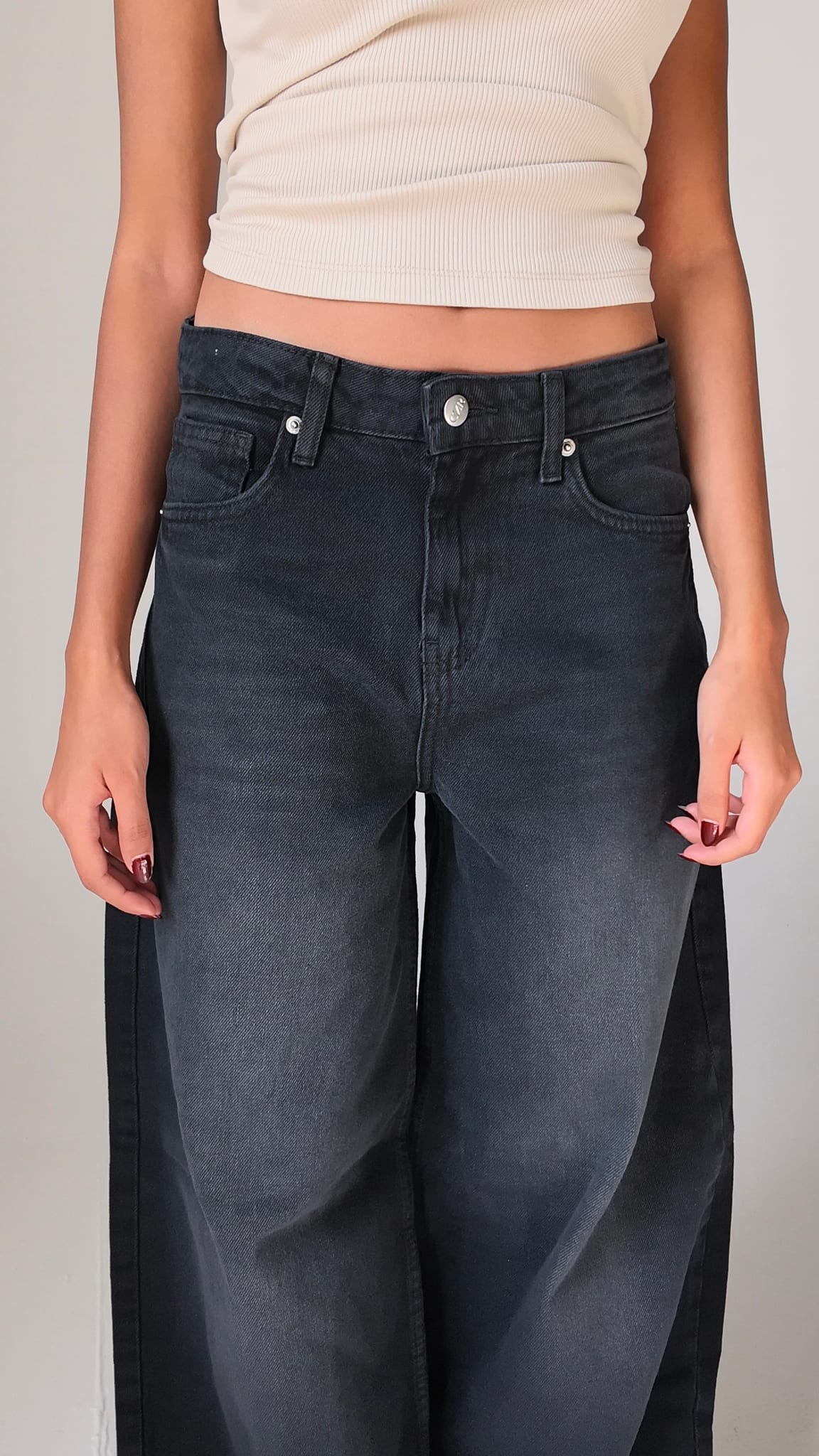 High-Waist Washed Black Baggy Jeans Baggy CIZARO - Cizaro Jeans