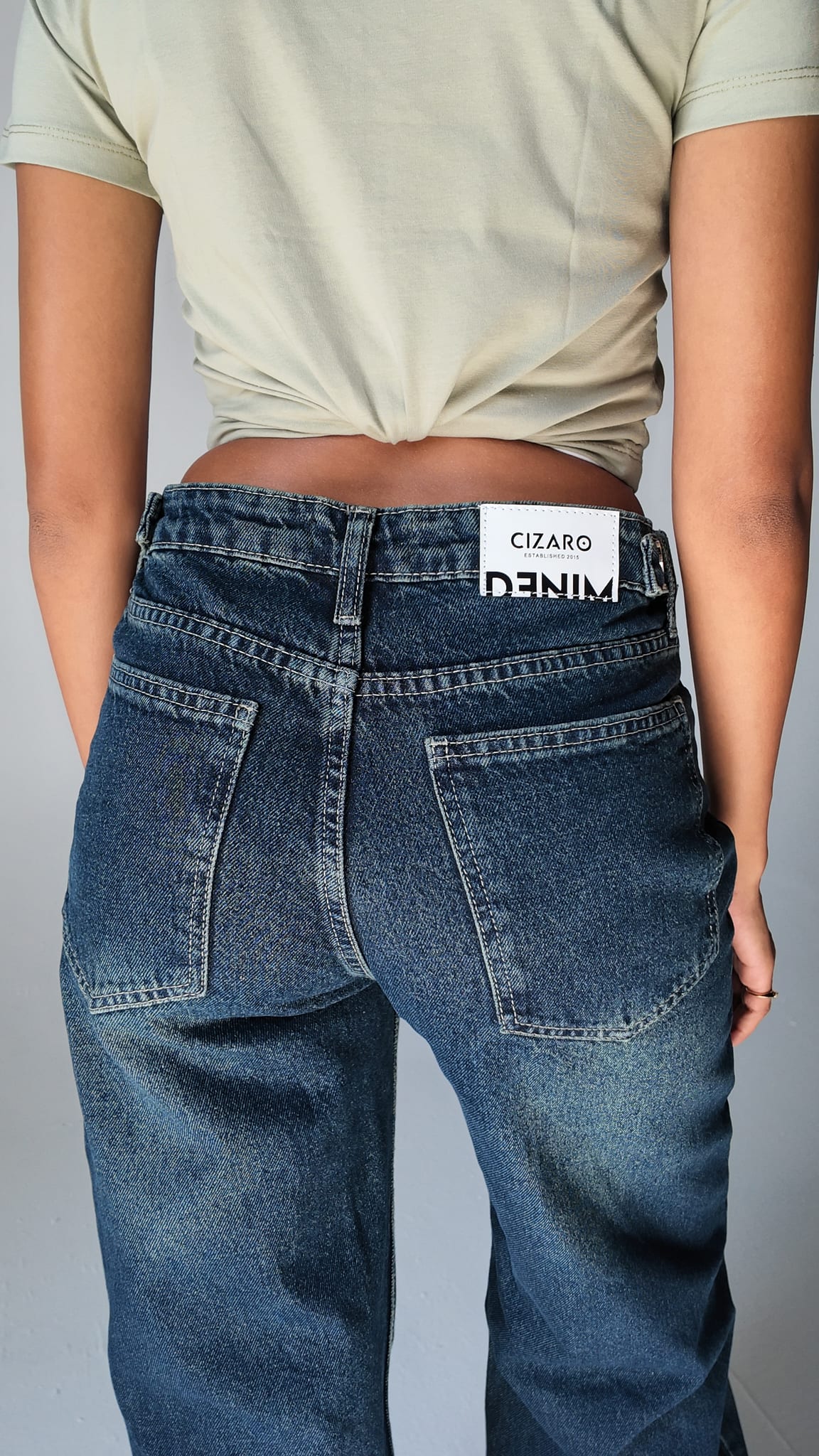 Baggy High waist-flex waist Mid vintage green jeans