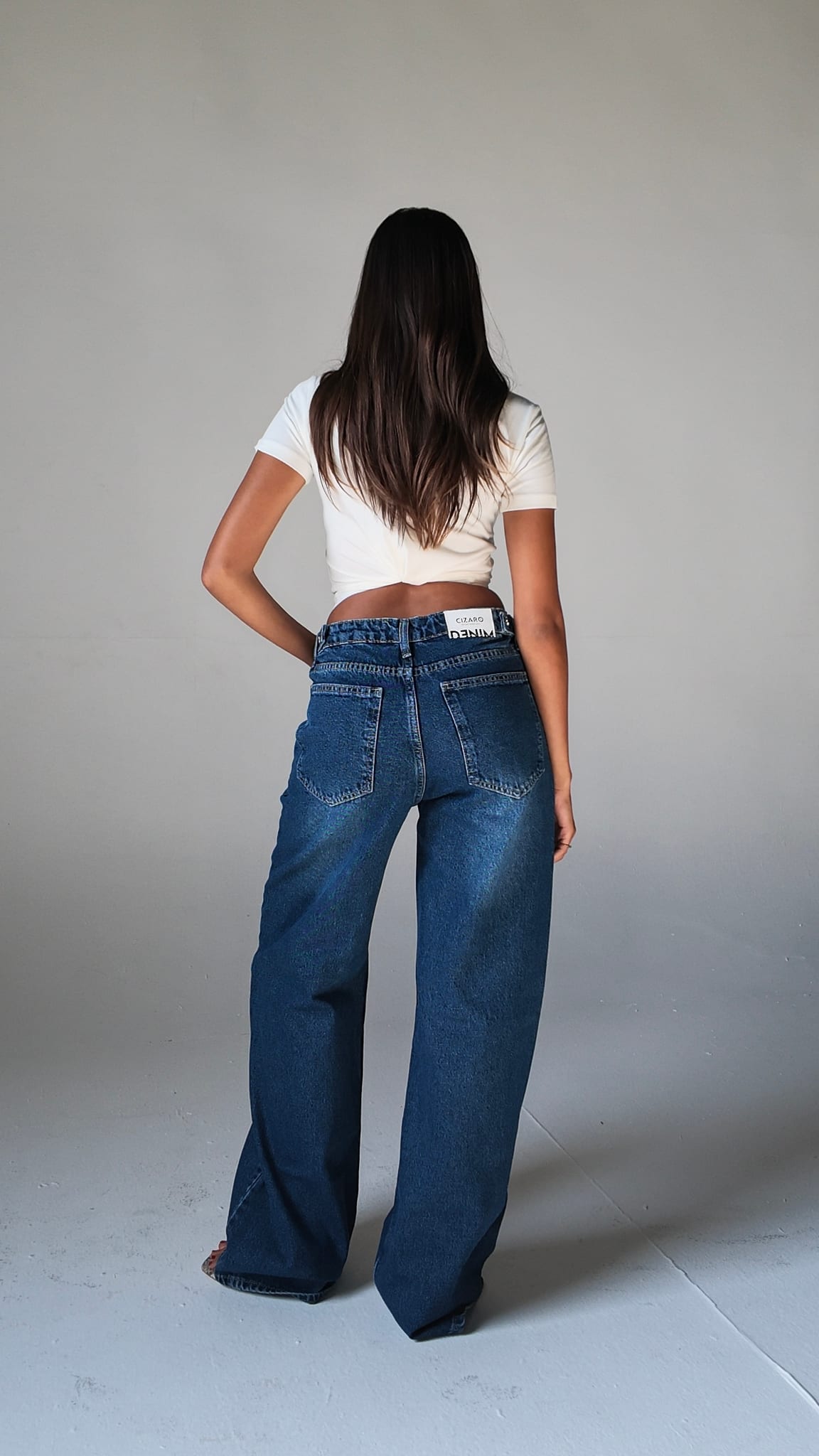Baggy High Waist Flex Waist Marine Blue Jeans