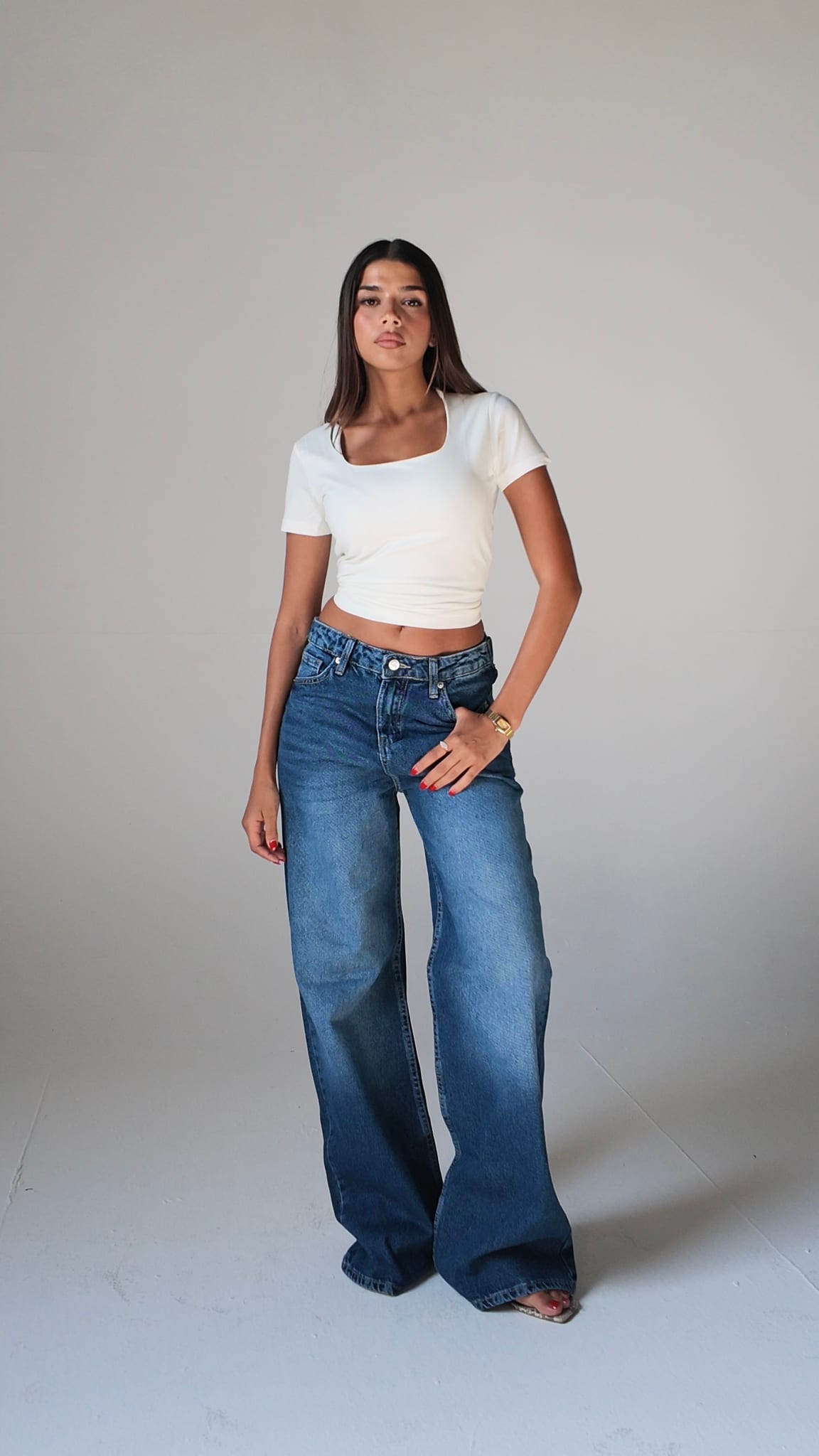 Baggy High Waist Flex Waist Marine Blue Jeans