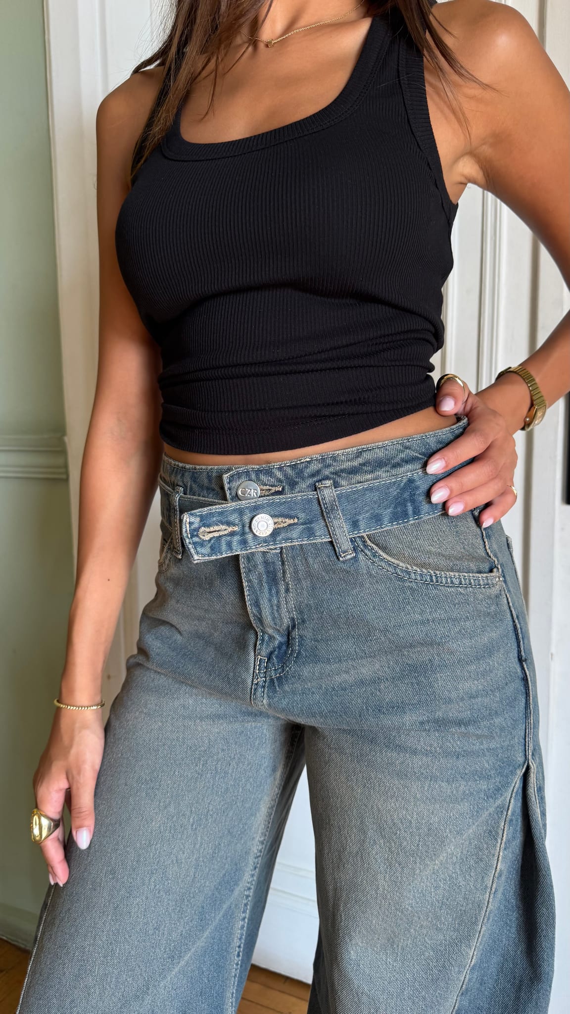 Baggy Low-Waist Washed Grey Jeans