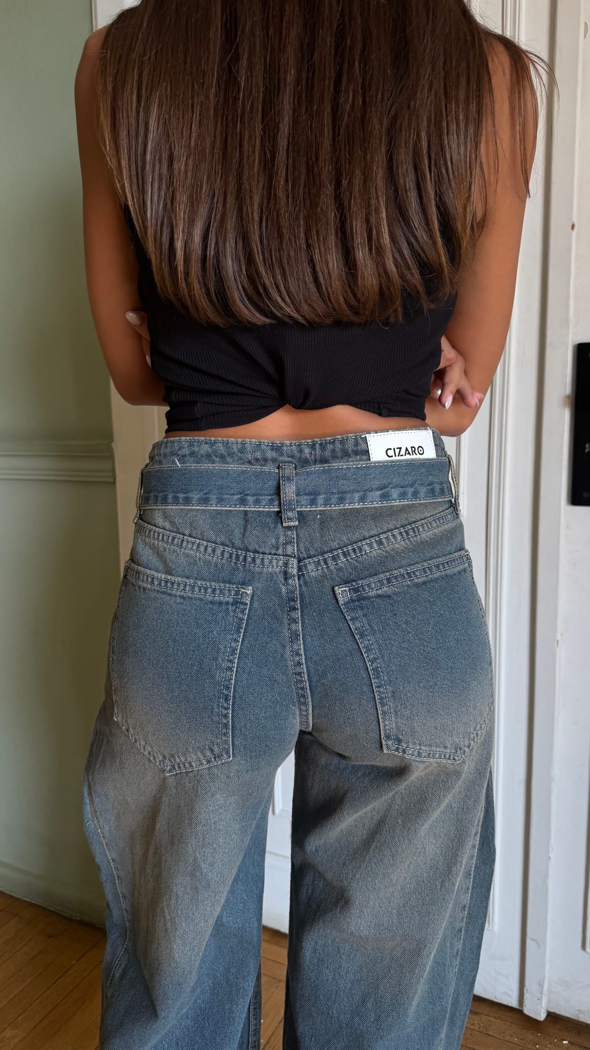 Baggy Low-Waist Washed Grey Jeans
