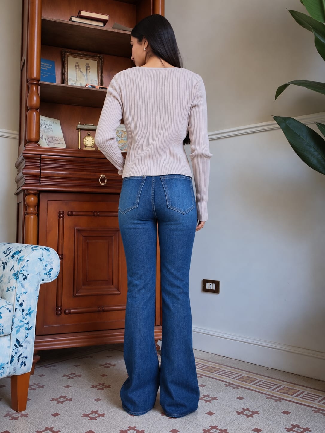 Flare High-Waist Ocean Blue Jeans Flare CIZARO - Cizaro Jeans