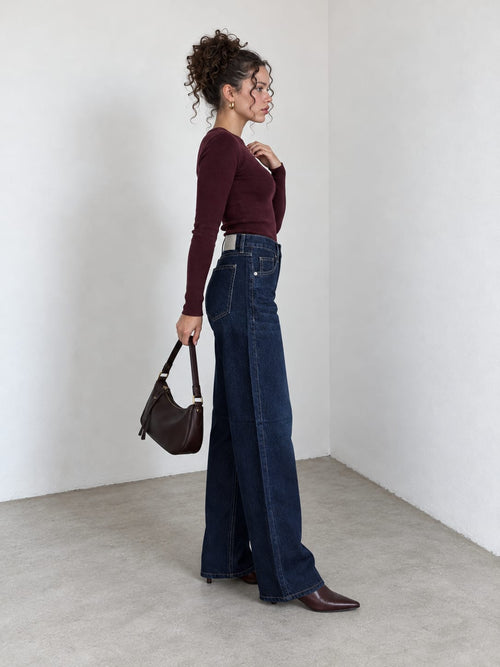 Baggy High-Waist Midnight Indigo Navy Blue Jeans Baggy CIZARO - Cizaro Jeans