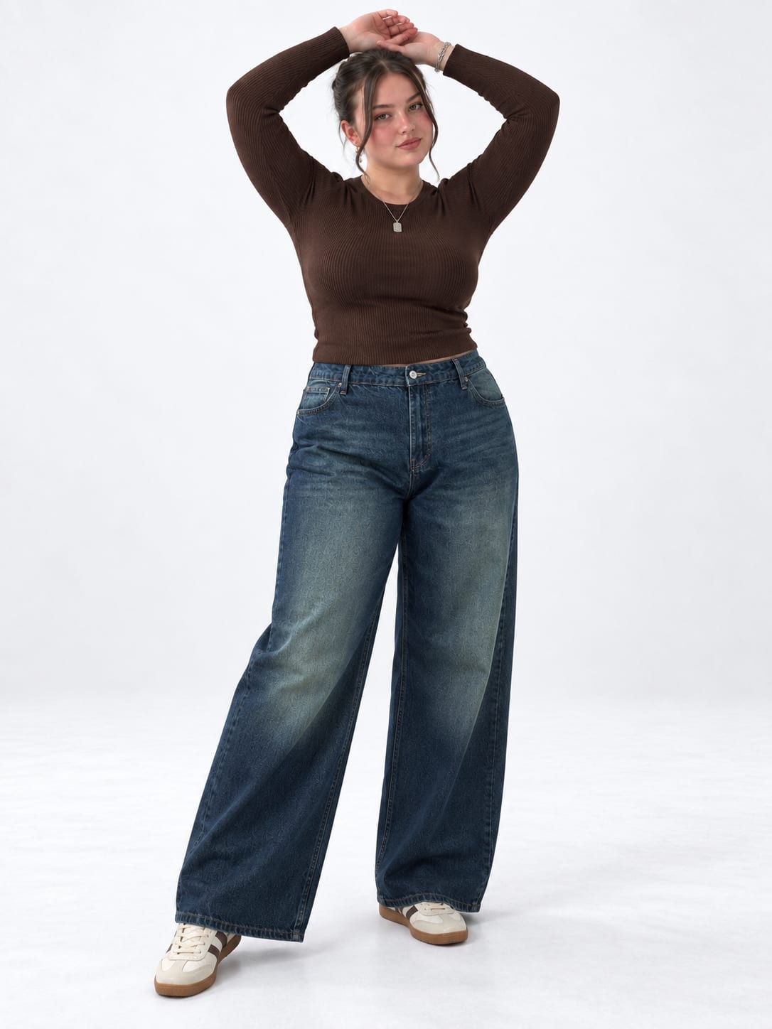 Curvy Baggy High-Waist – Deep Vintage Green Jeans Curvy Baggy CIZARO - Cizaro Jeans