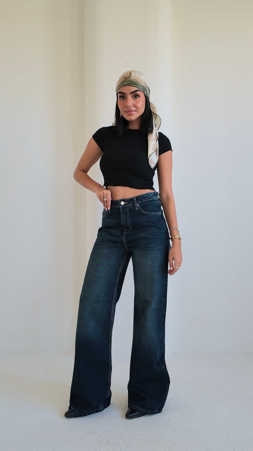 Baggy – High Waist Flex Waist Deep Vintage Green Jeans