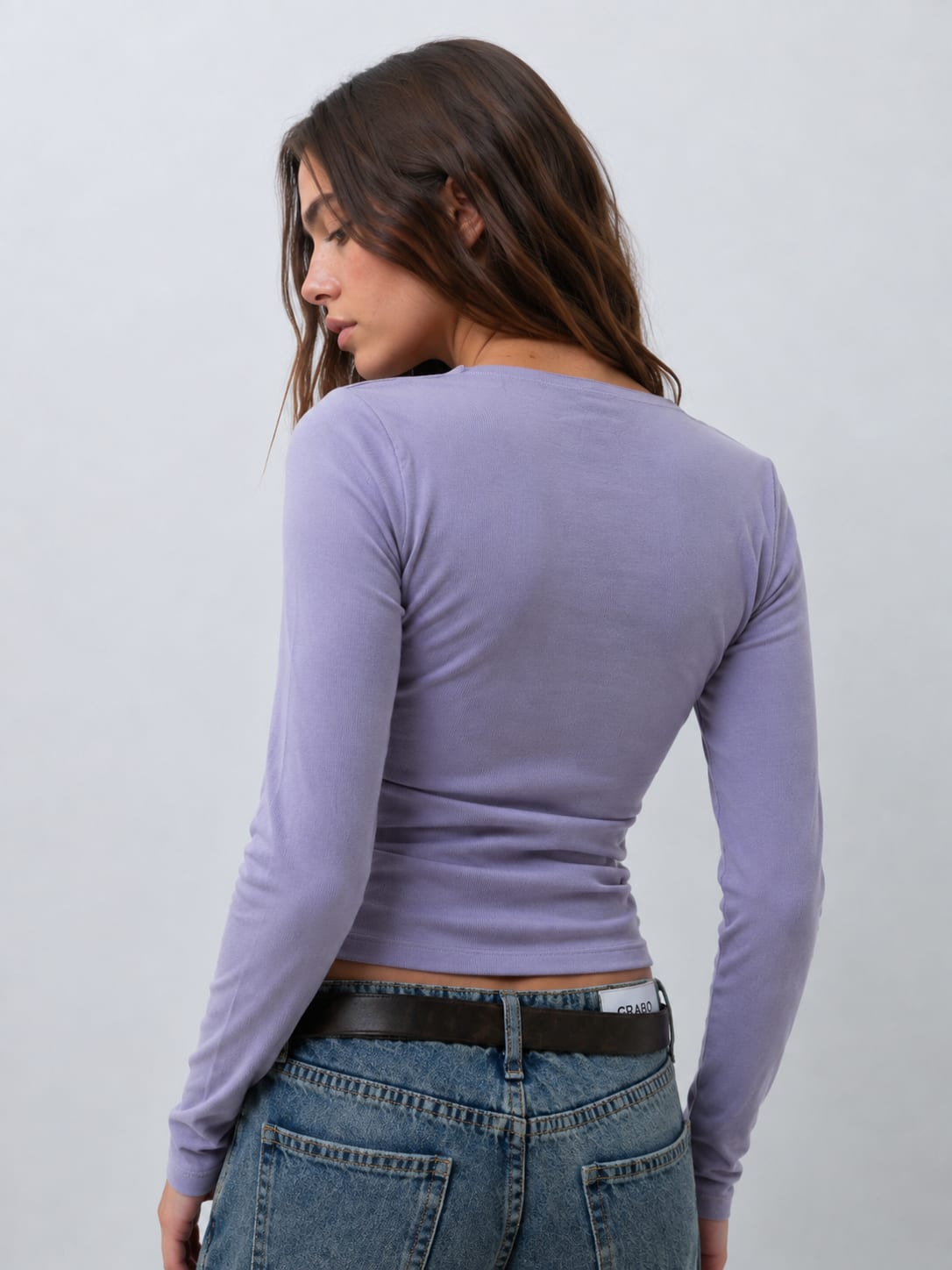 Women Long Sleeve purple Scoop Neck Basic Top