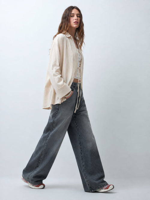 Linen Blend Open Front Cardigan – Beige