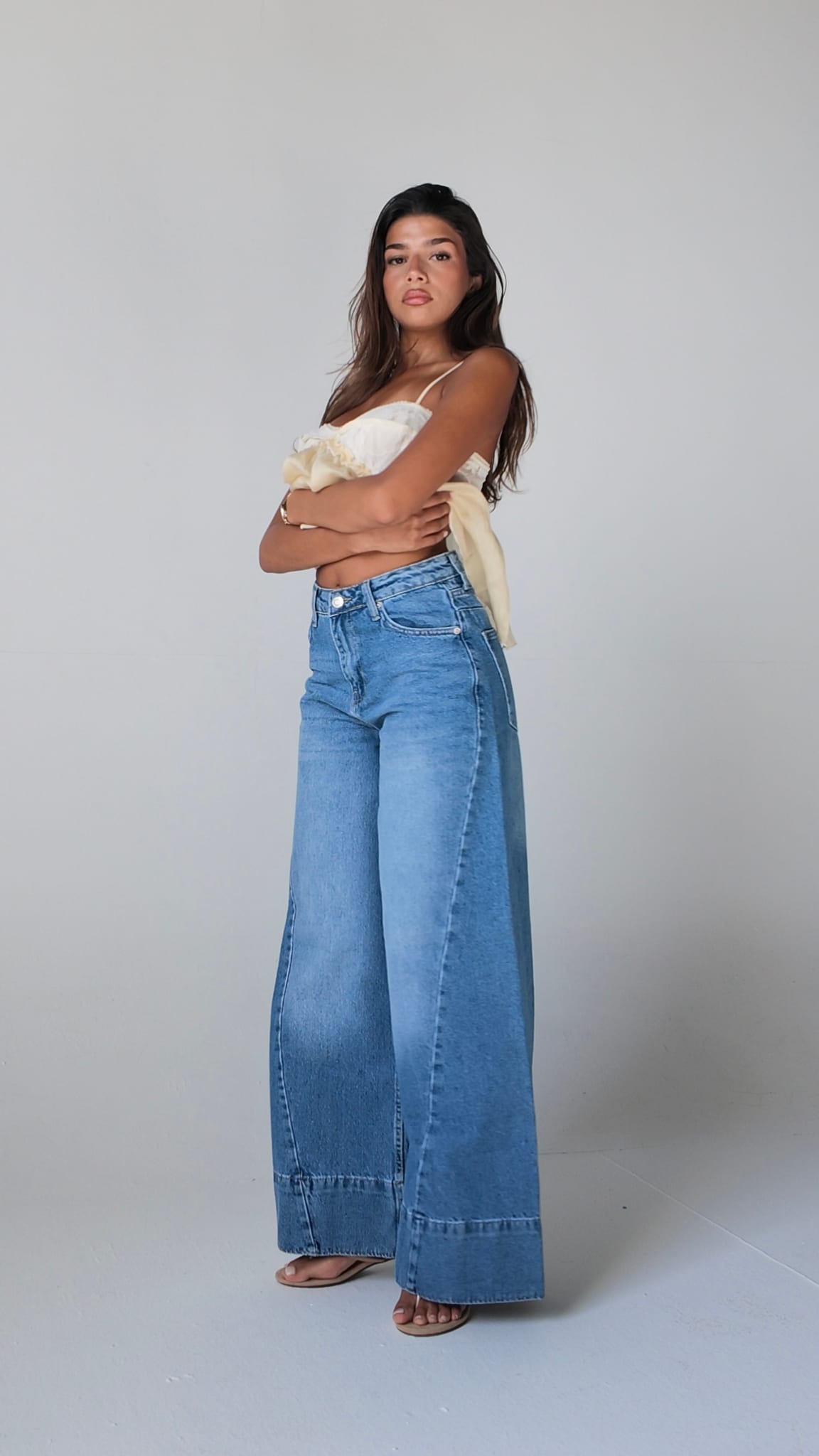 Extreme Wide-Leg High-Waist Light Vintage Blue Jeans Extreme Wide Leg CIZARO - Cizaro Jeans