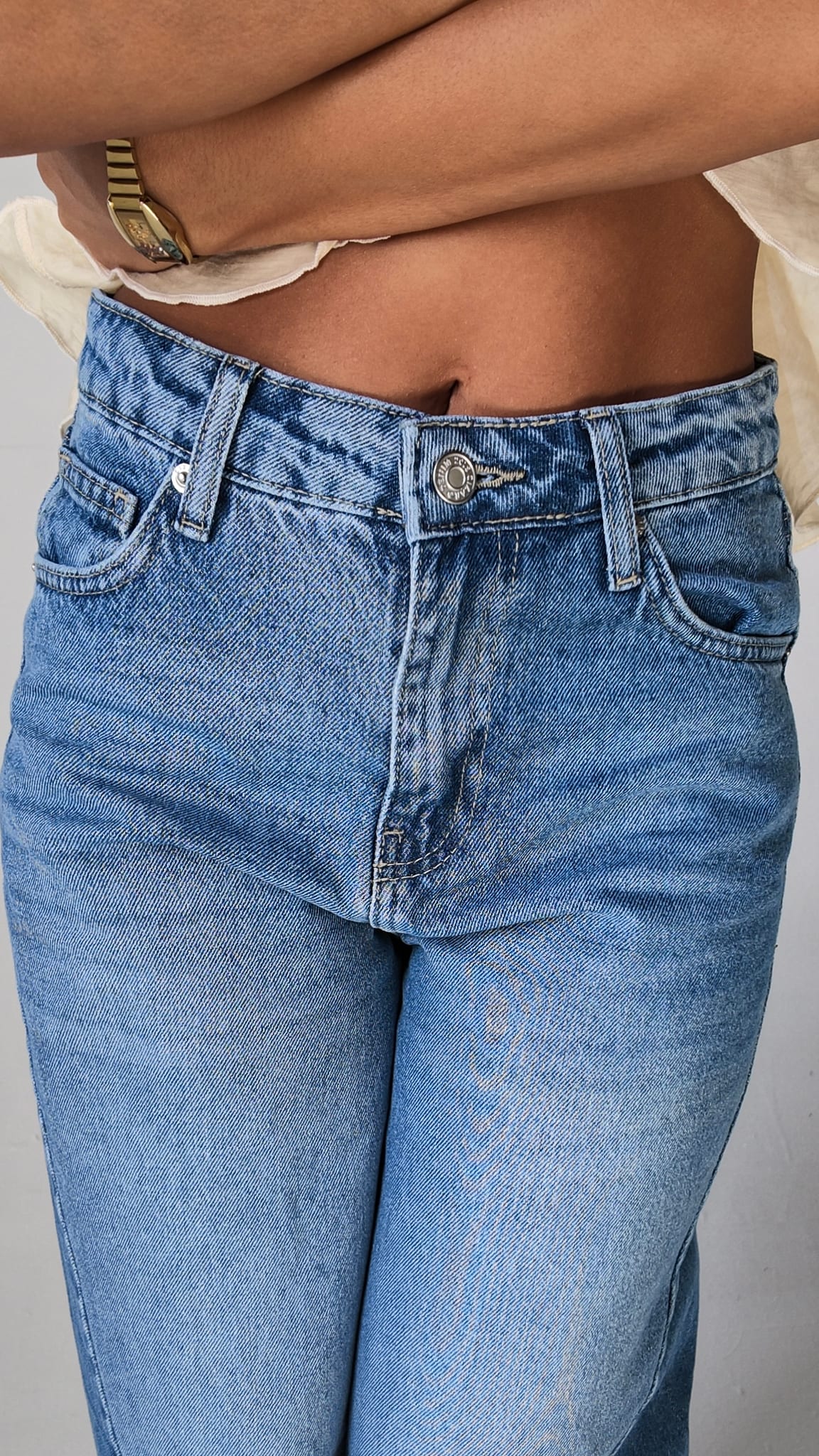 Extreme Wide-Leg High-Waist Light Vintage Blue Jeans Extreme Wide Leg CIZARO - Cizaro Jeans