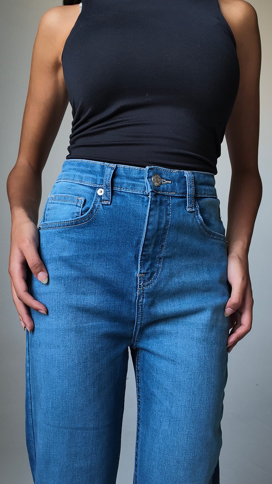 Exaggerated Flare – High-Waist Cool Navy Blue Jeans Exaggerated Flare CIZARO - Cizaro Jeans