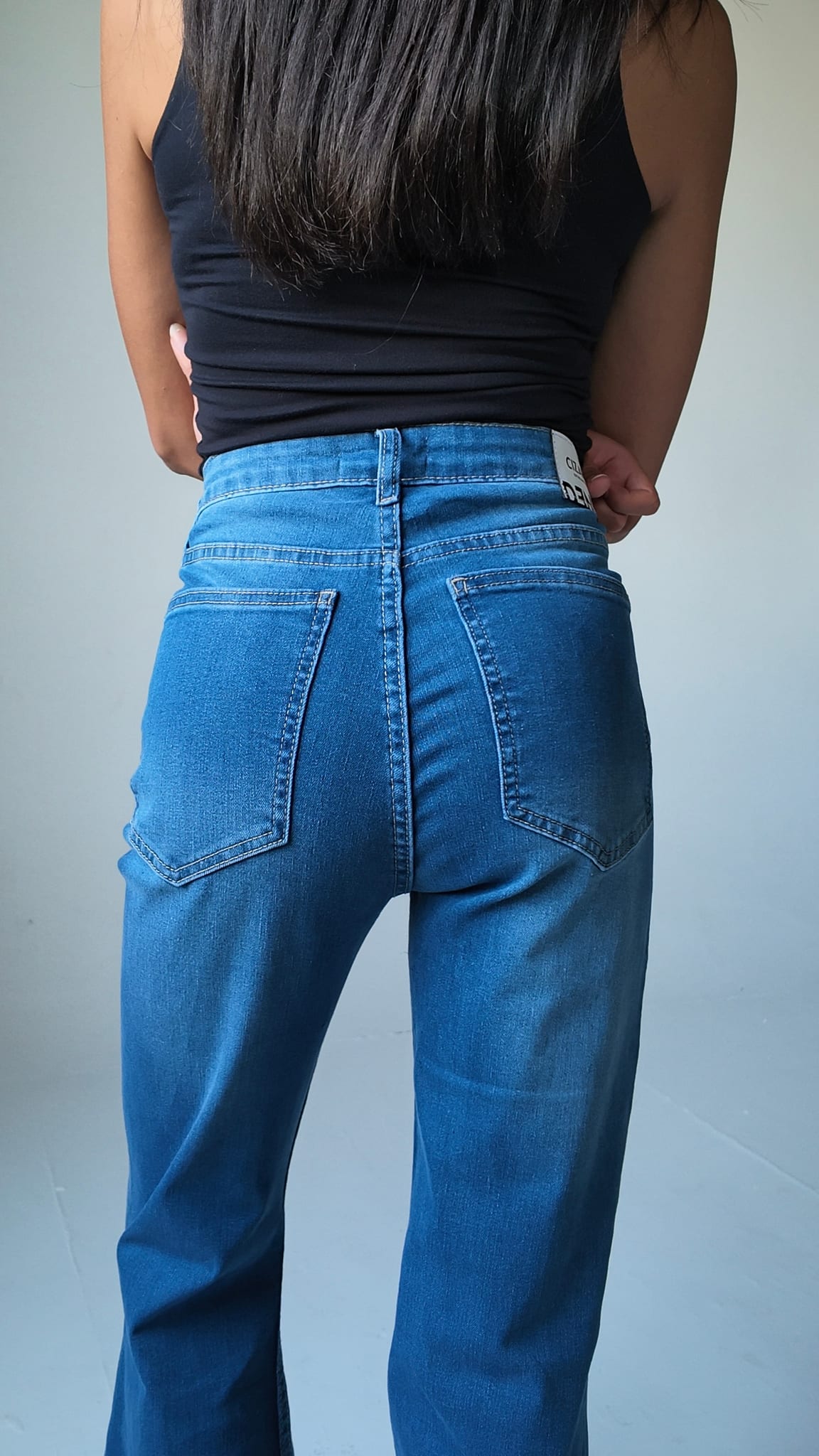 Exaggerated Flare – High-Waist Cool Navy Blue Jeans Exaggerated Flare CIZARO - Cizaro Jeans