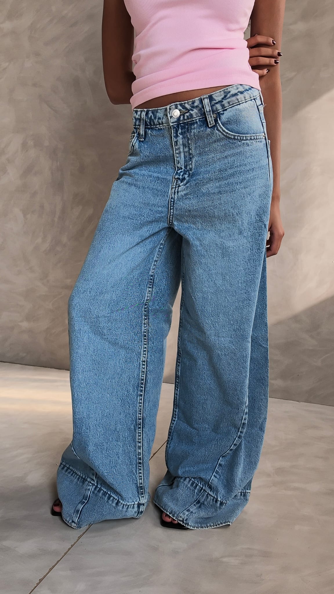 Extreme Wide Leg High Waist Light Vintage Blue Jeans Wide-leg CIZARO - Cizaro Jeans