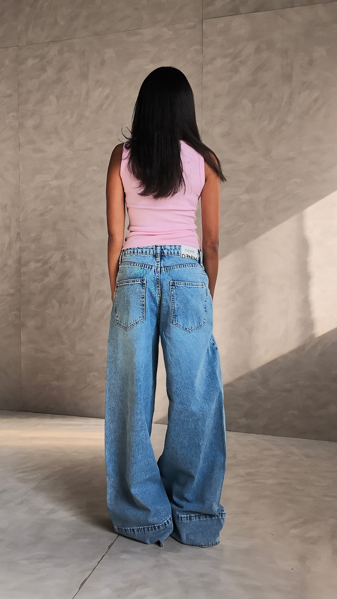 Extreme Wide Leg High Waist Light Vintage Blue Jeans Wide-leg CIZARO - Cizaro Jeans
