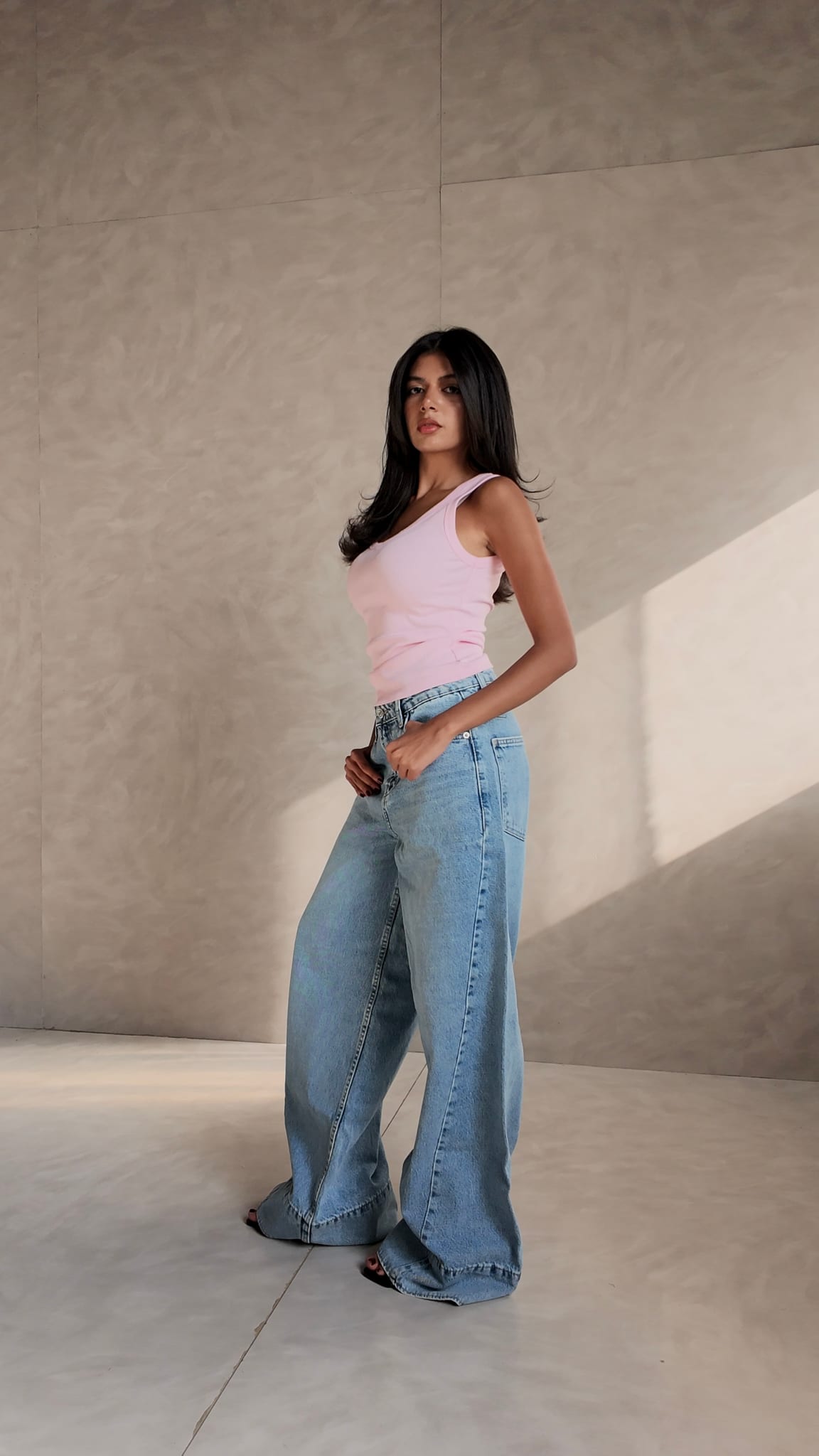 Extreme Wide Leg High Waist Light Vintage Blue Jeans Wide-leg CIZARO - Cizaro Jeans