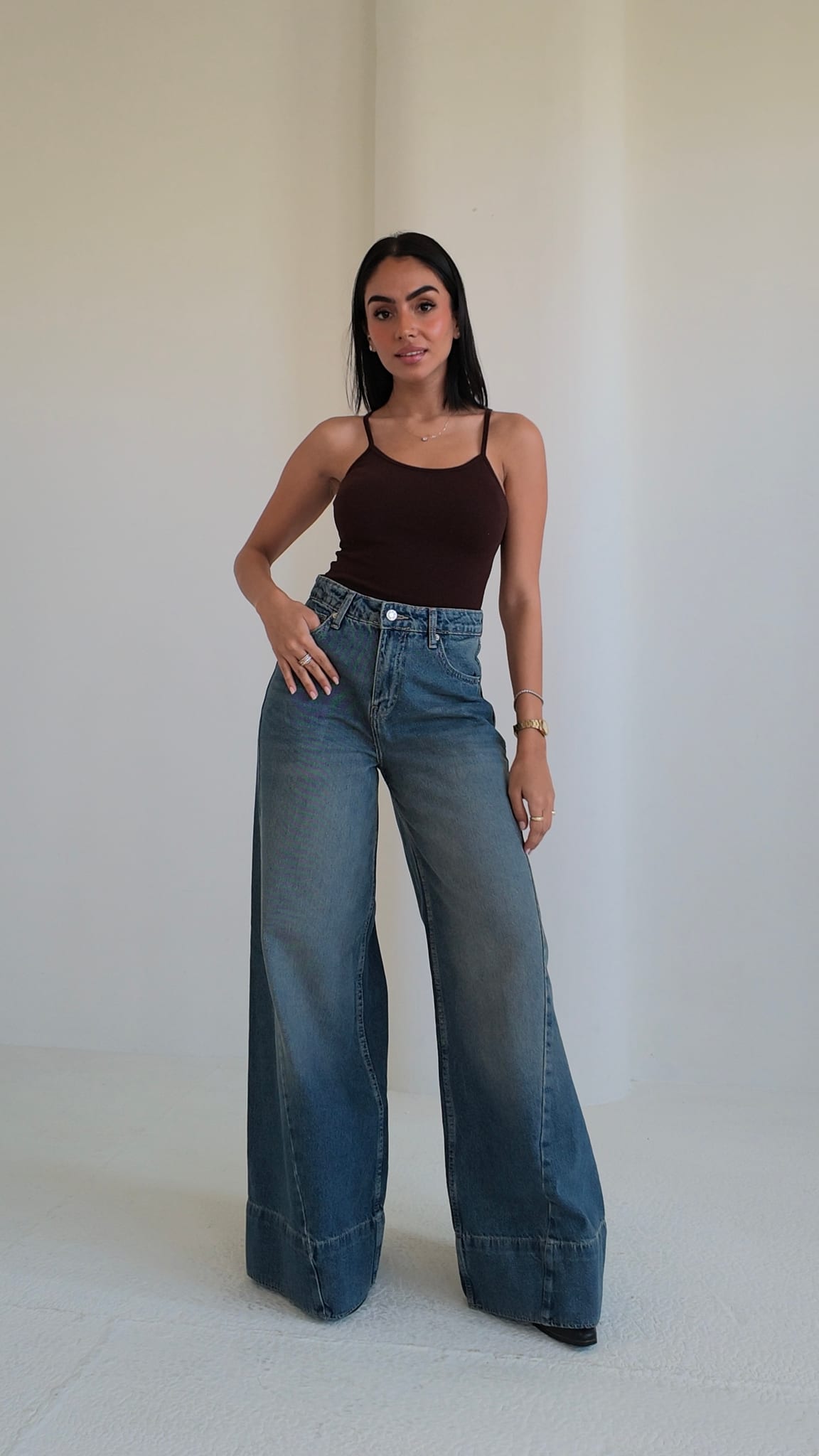 Extreme Wide Leg High-Waist Mid Vintage Blue Jeans