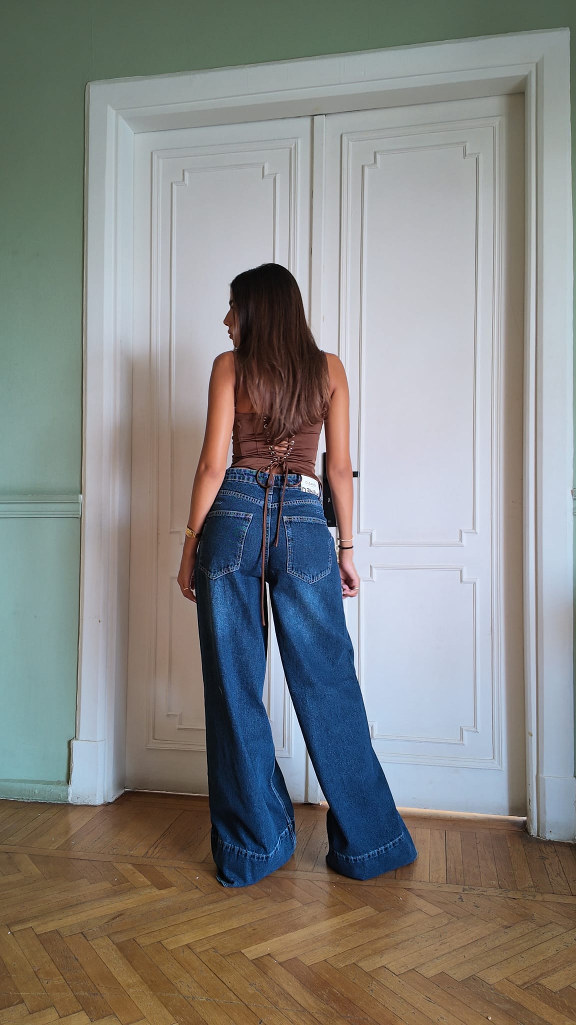 Wide-Leg High-Waist Mid Vintage Blue Jeans