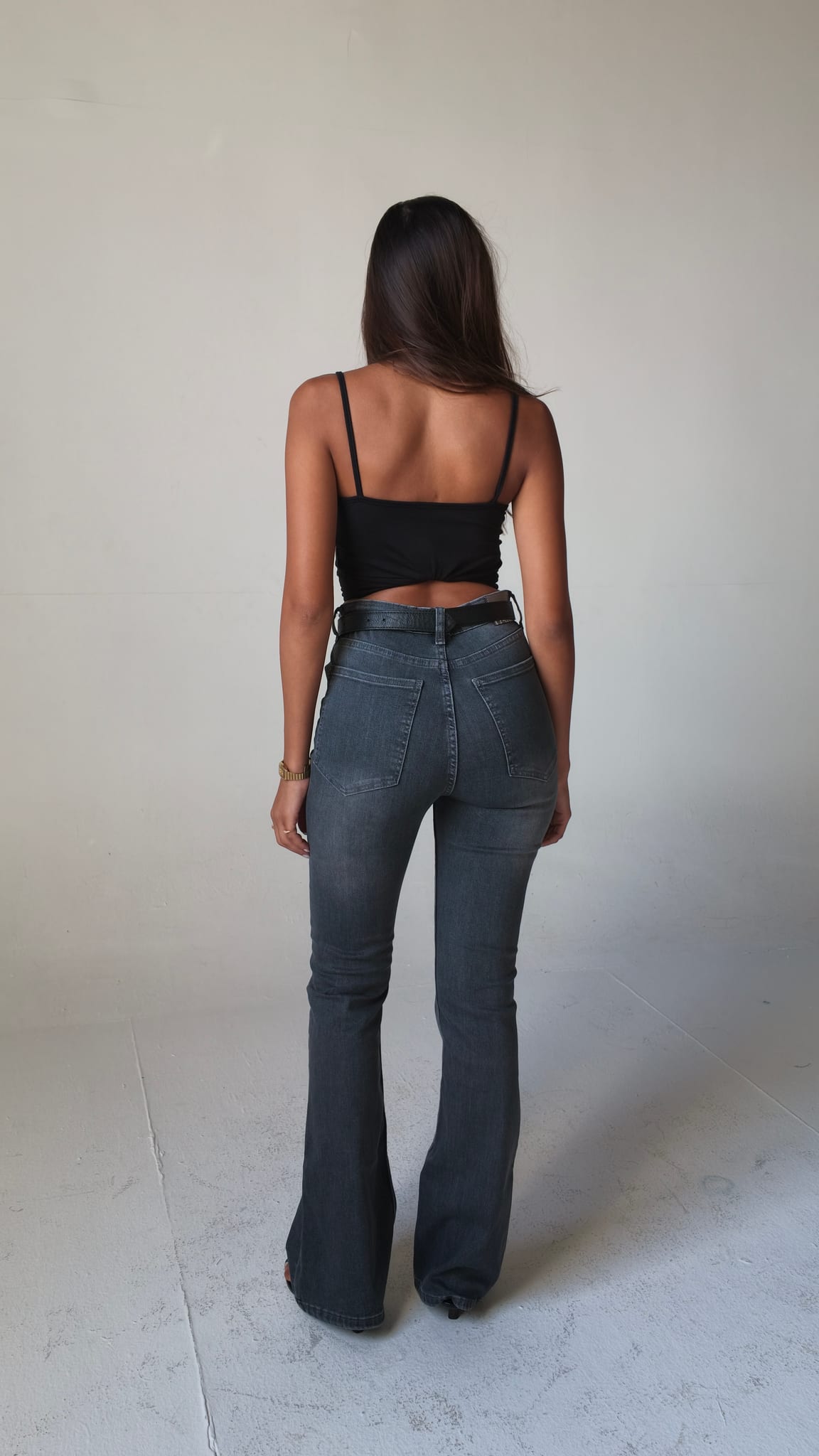 Flare High-Waist Washed Grey Jeans Flare CIZARO - Cizaro Jeans