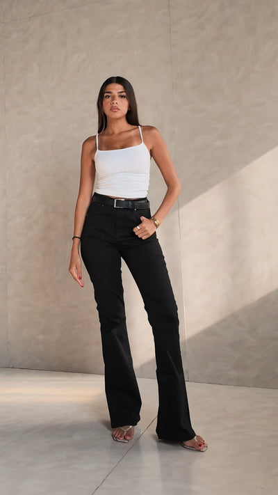 High-Waist Black Flare Jeans Flare CIZARO - Cizaro Jeans
