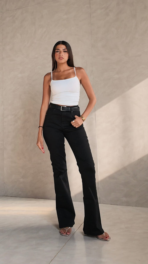 High-Waist Black Flare Jeans Flare CIZARO - Cizaro Jeans