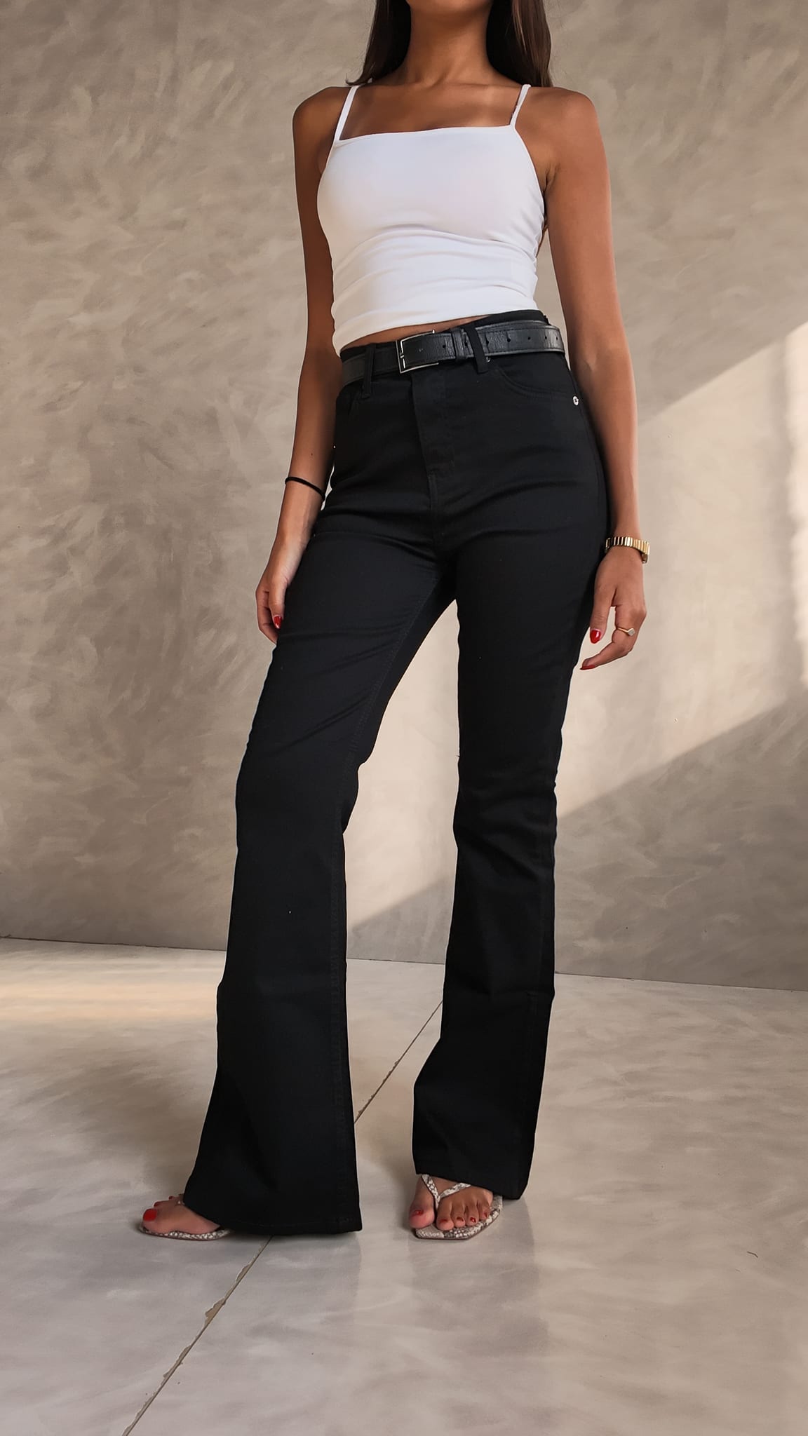 High-Waist Black Flare Jeans
