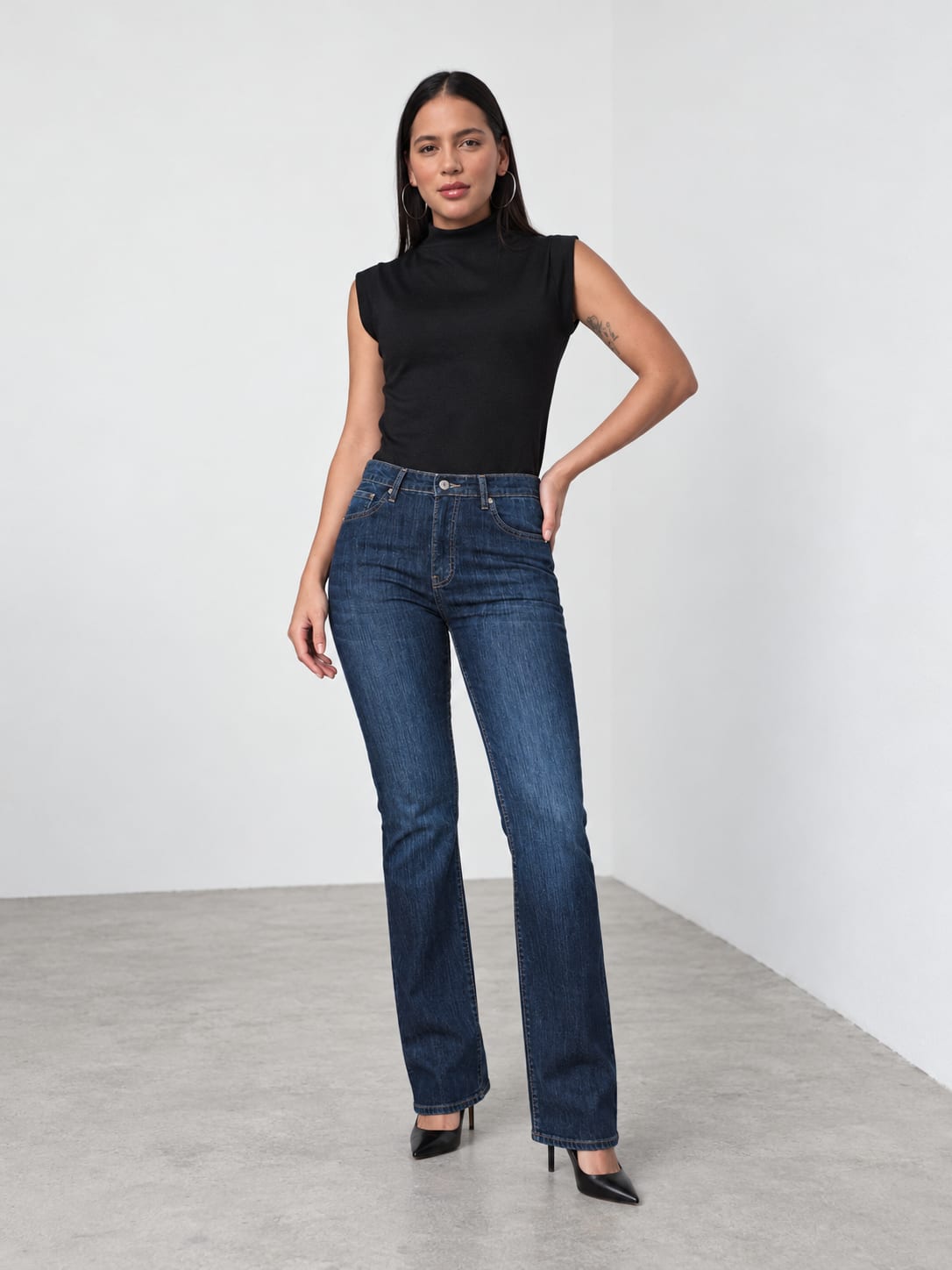 Flare High-Waist Indigo Grain Jeans Flare CIZARO - Cizaro Jeans