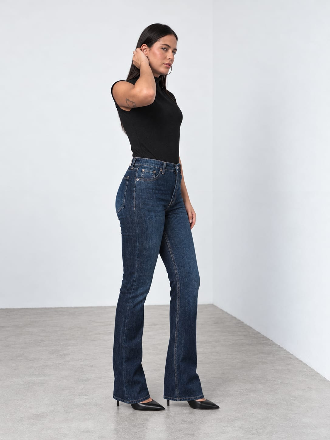 Flare High-Waist Indigo Grain Jeans Flare CIZARO - Cizaro Jeans