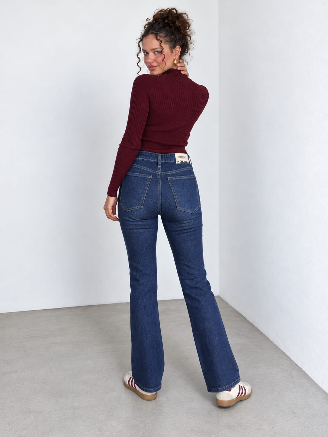 Flare High-Waist Deep Ocean Blue Jeans Flare CIZARO - Cizaro Jeans