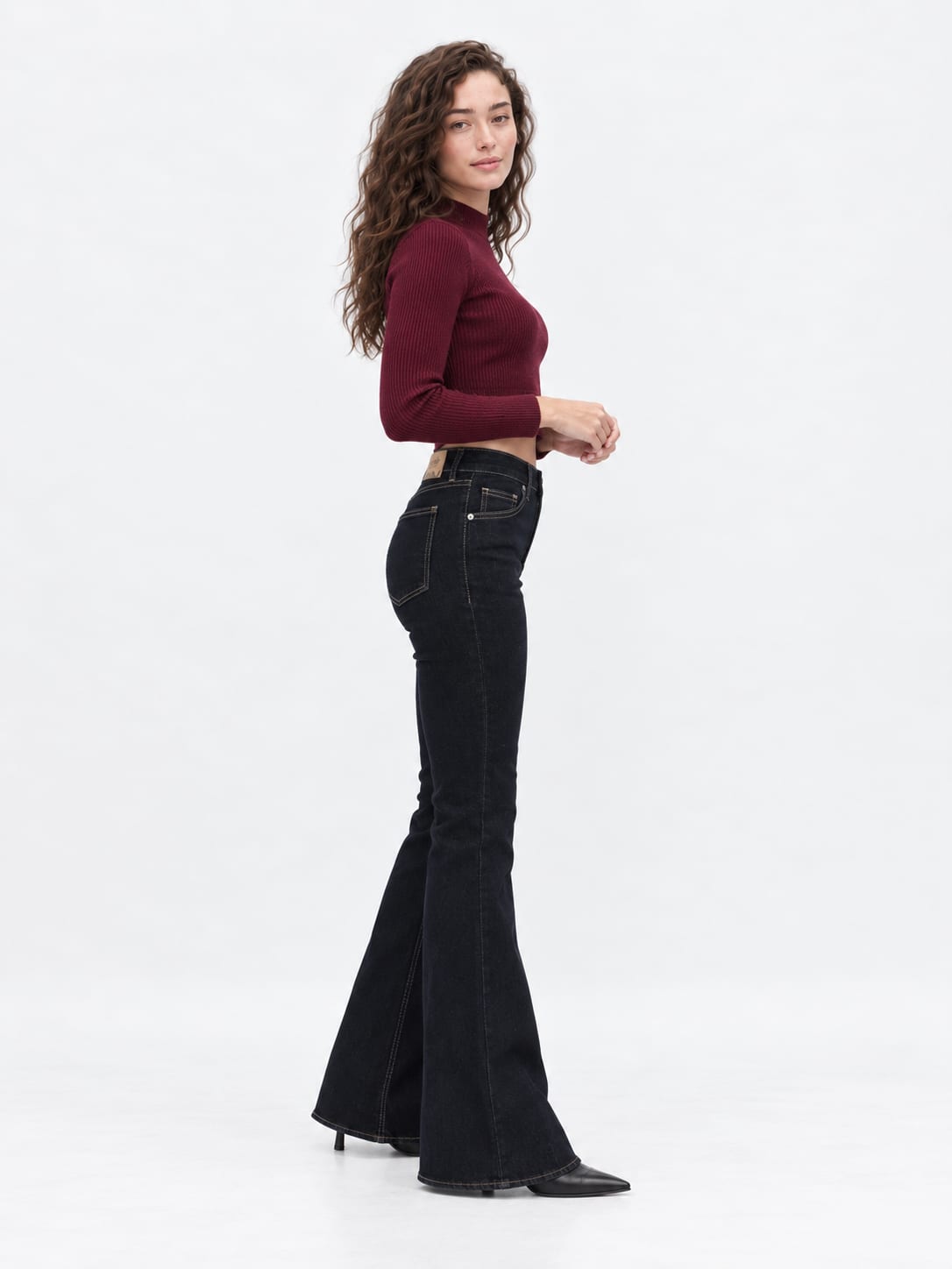 Flare Flap-Pocket High-Waist – Raw Denim Jeans Flare CIZARO - Cizaro Jeans