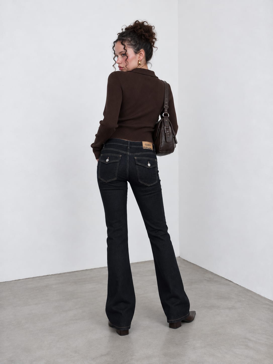 Flare Flap-Pocket High-Waist Raw Denim Jeans Flare CIZARO - Cizaro Jeans