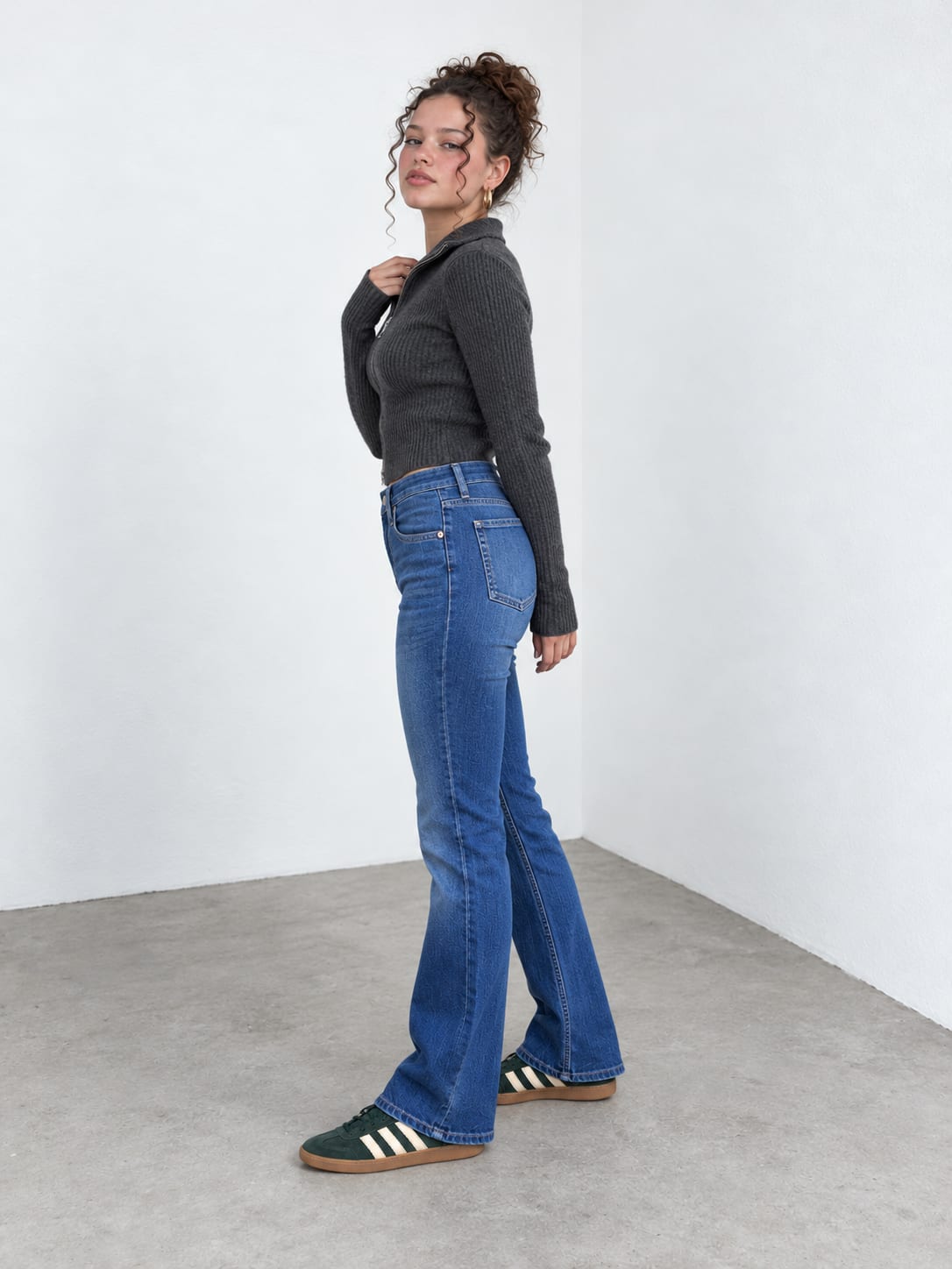 Flare – High Waist Marine Blue Jeans Flare CIZARO - Cizaro Jeans