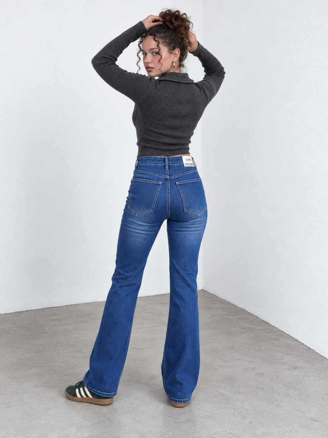 Flare – High Waist Marine Blue Jeans Flare CIZARO - Cizaro Jeans