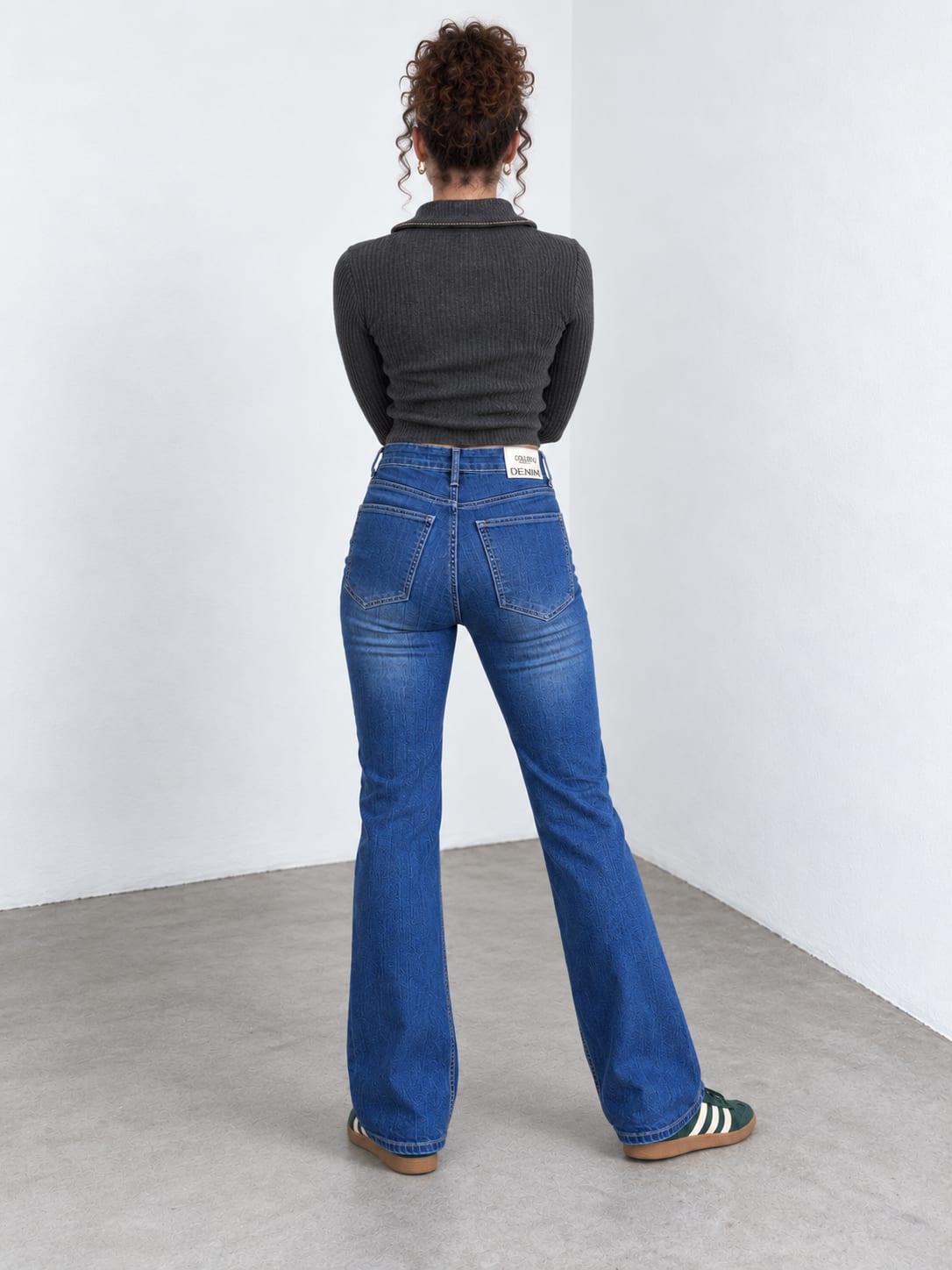 Flare – High Waist Marine Blue Jeans Flare CIZARO - Cizaro Jeans